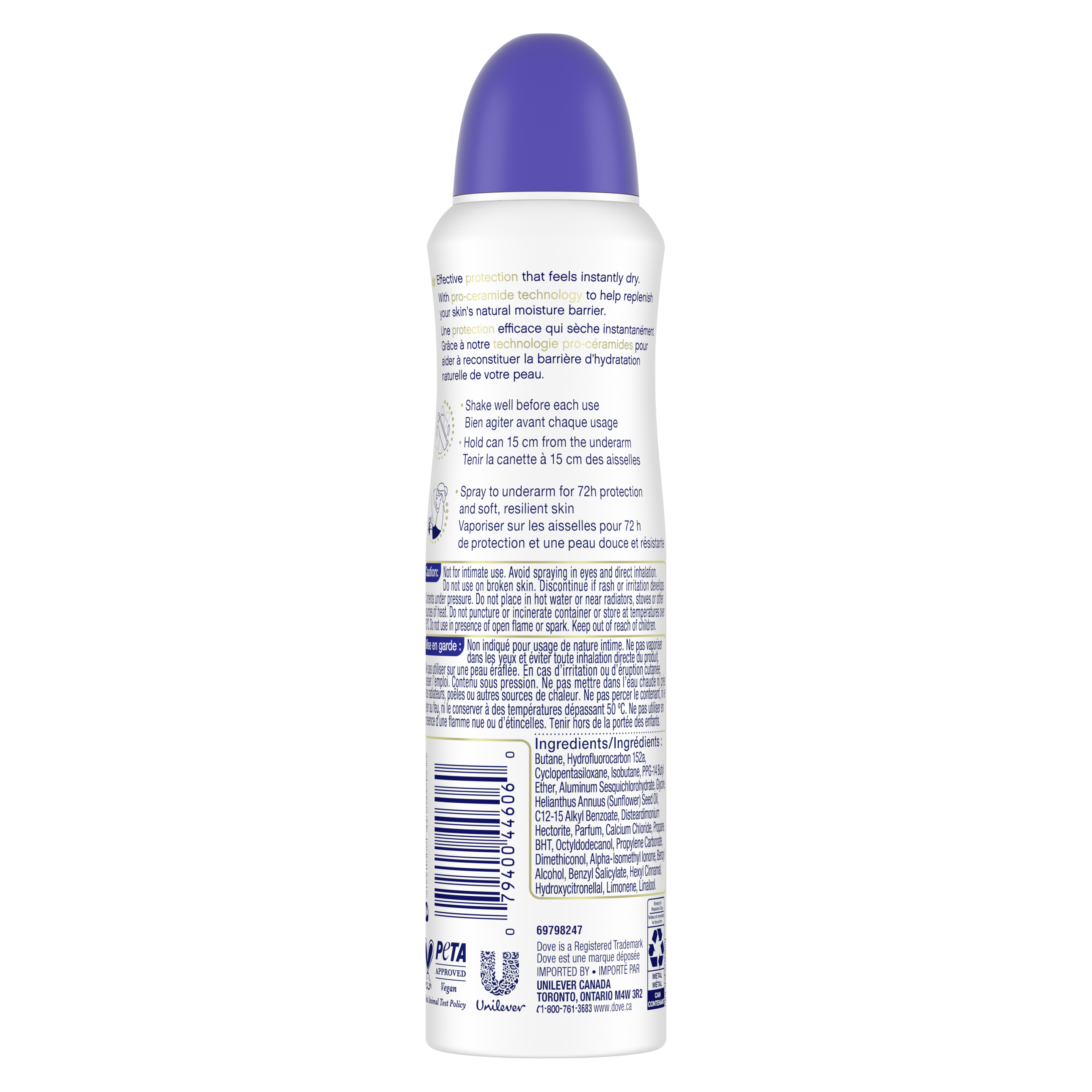Advanced Care Dry Spray Antiperspirant Original 107g Back
