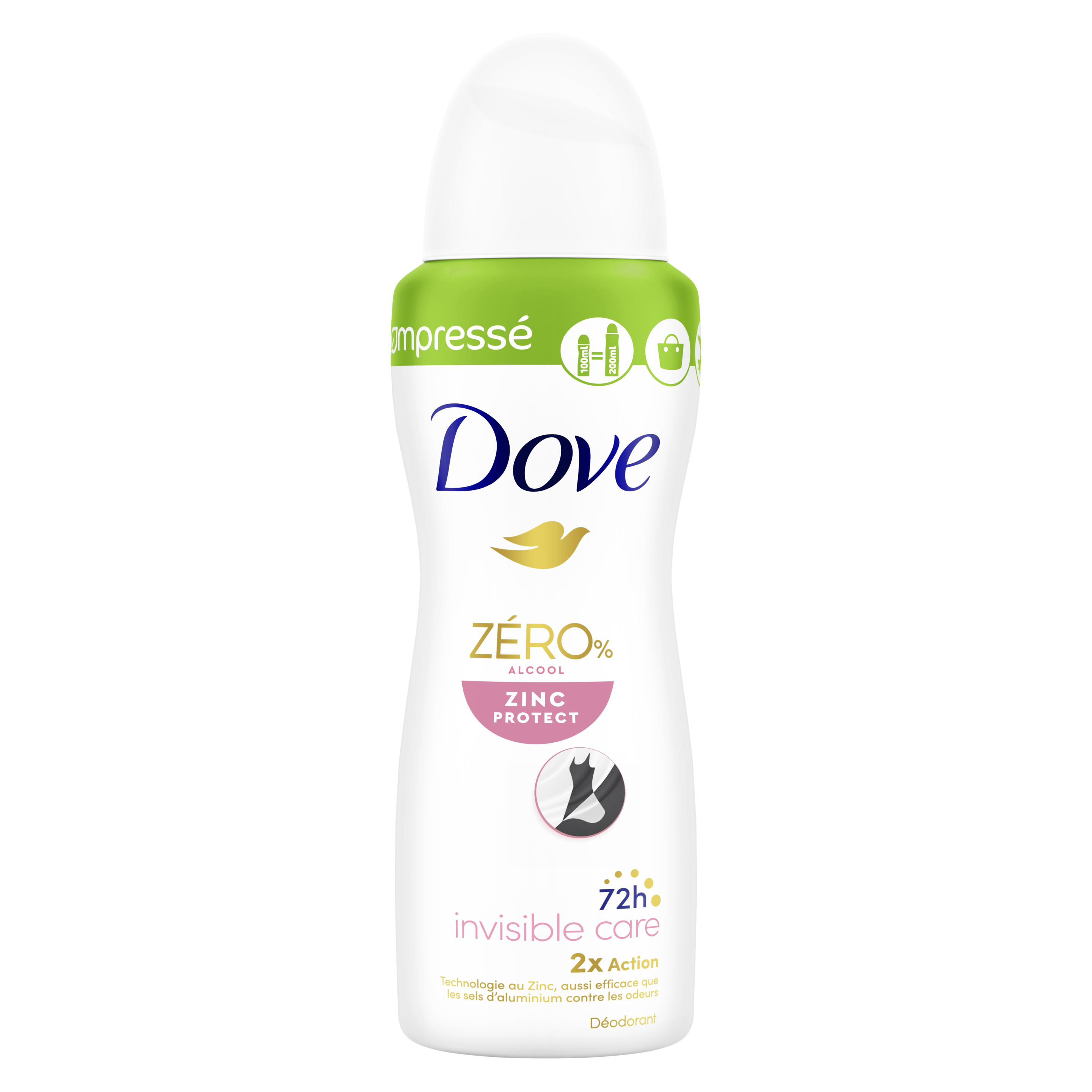 Dove Déodorant Spray Invisible Care 0% Alcool compressé 100ml