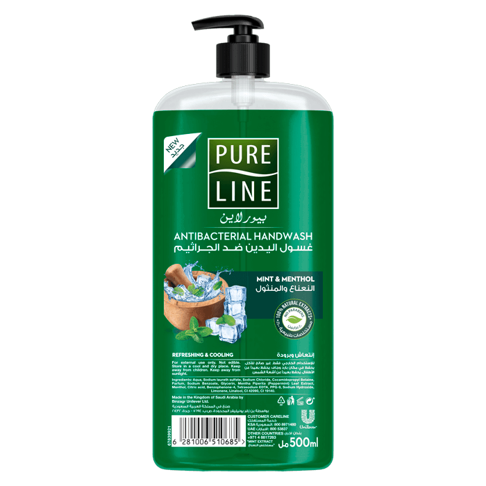 Pure Line Anti bacterial Hand Wash with Mint & Menthol, 500 ml