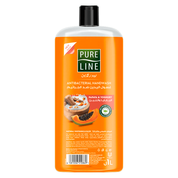 Pure Line Anti bacterial Hand Wash with Papaya & Yoghurt, 1000 ml