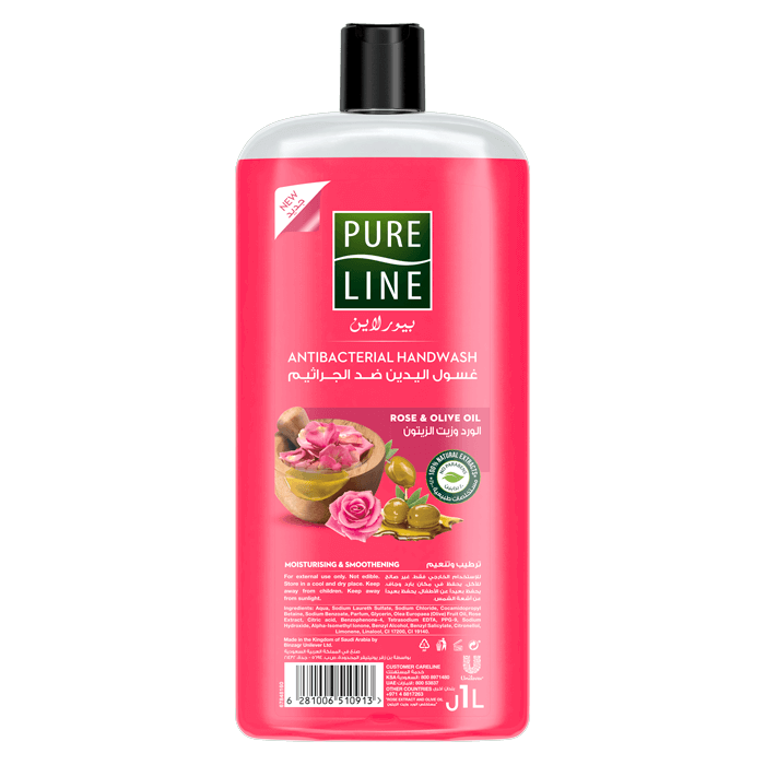 Pure Line Anti bacterial Hand Wash with Rose & Olive Oil, 1000 ml