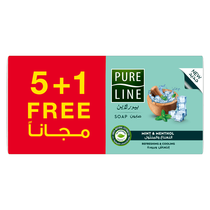 Pure Line Bar Soap with Mint & Menthol, 120 gm (Pack of 6)
