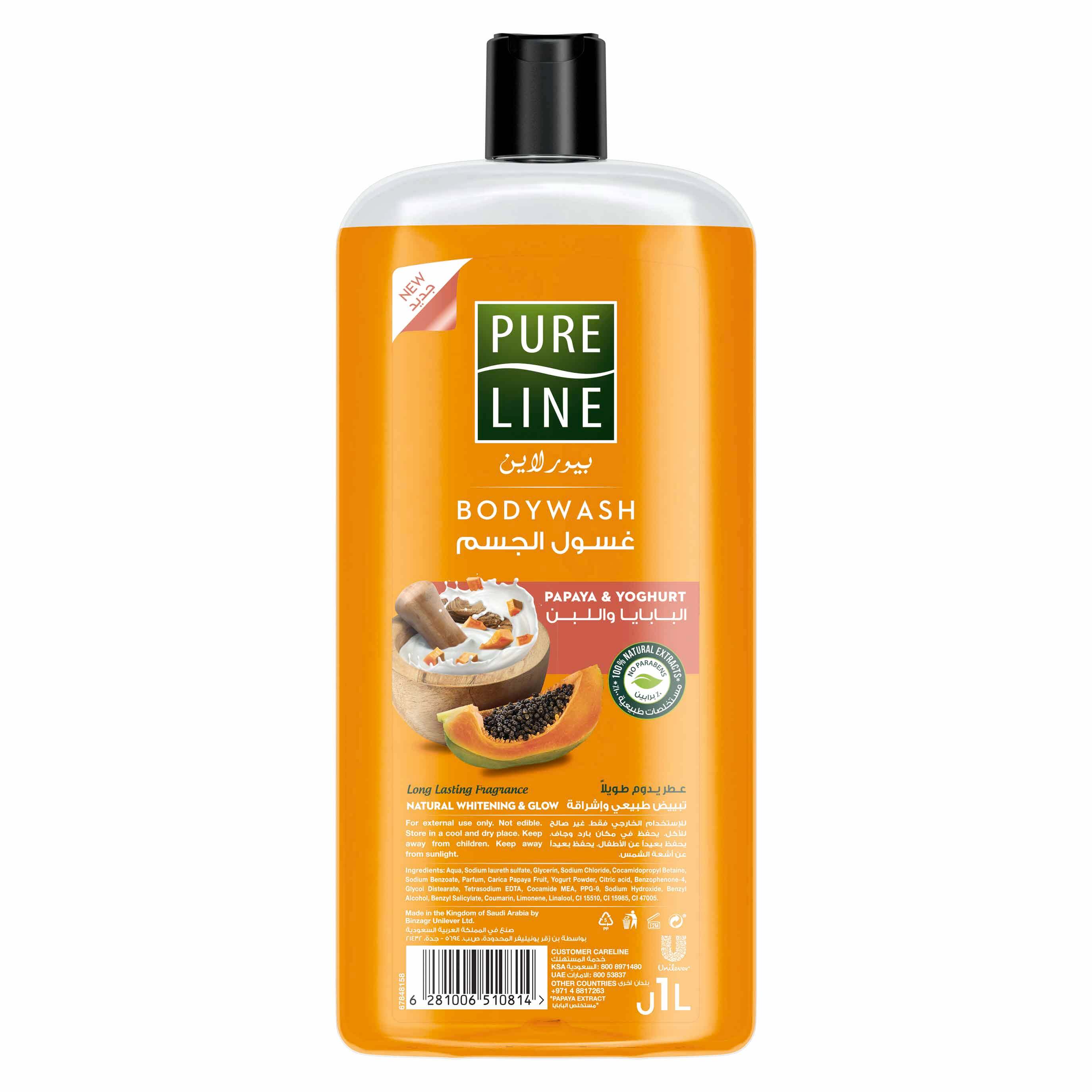 Pure Line Body Wash with Papaya & Yoghurt, 1000 ml