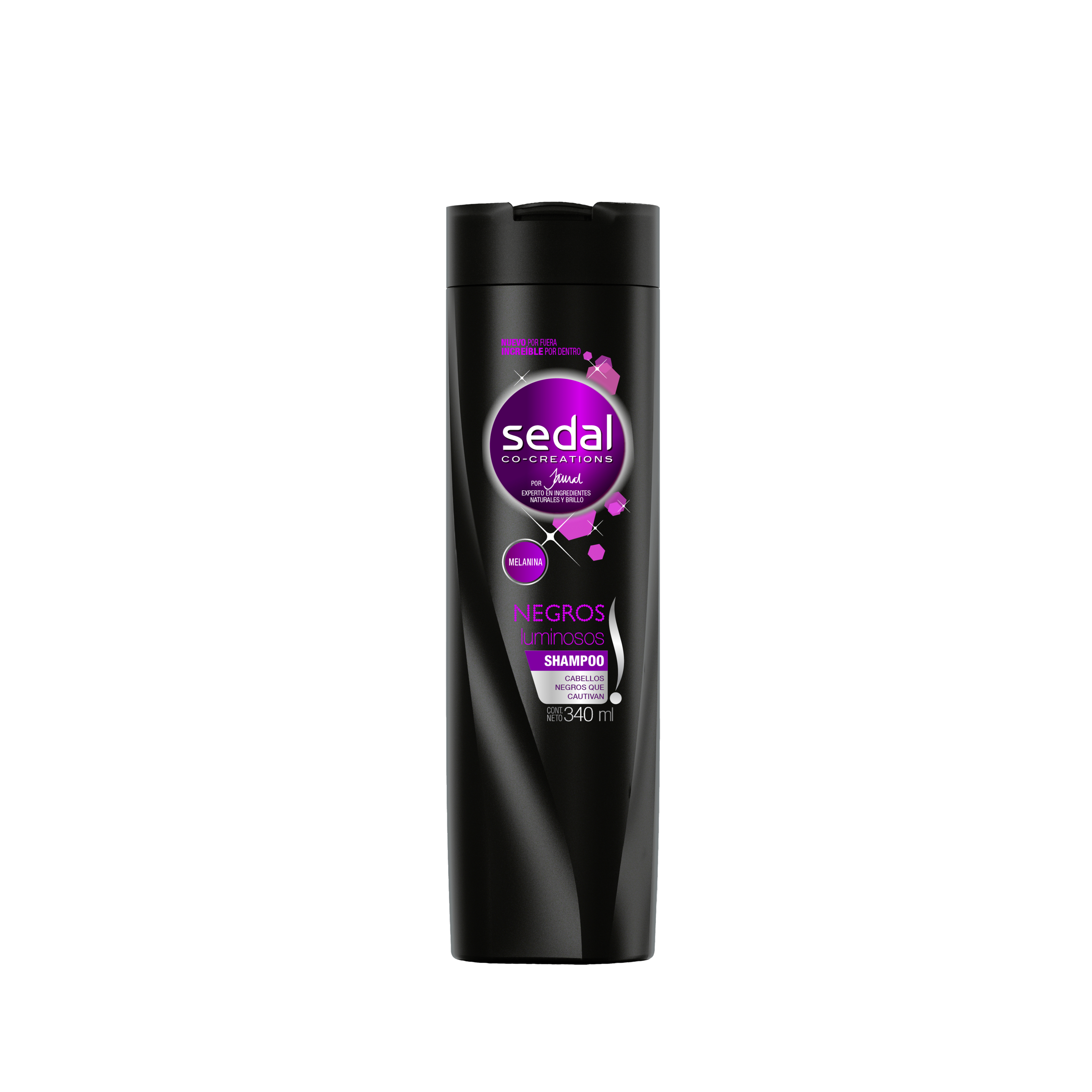 Imagen al frente del paquete Sedal Shampoo Negros Luminosos 340ml