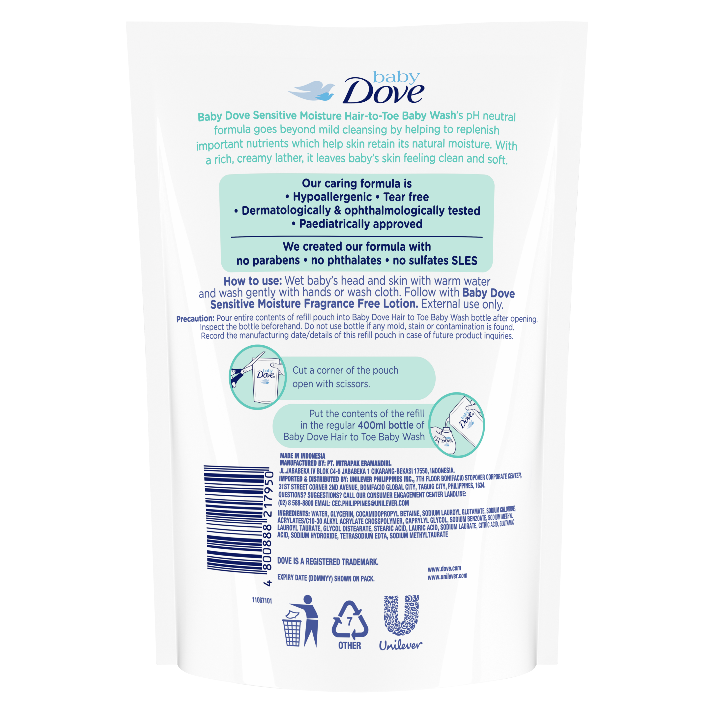 baby dove sensitive moisture head to toe wash refill
