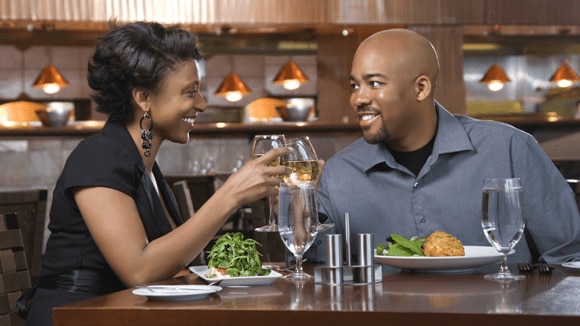 Couple having dinner and wine