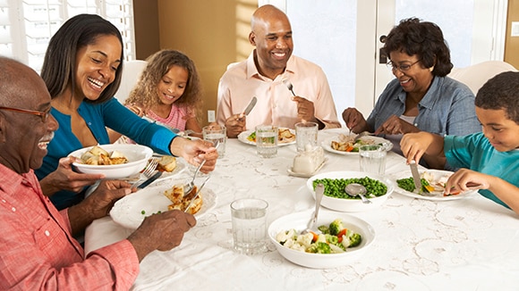 Family having a meal together at the table