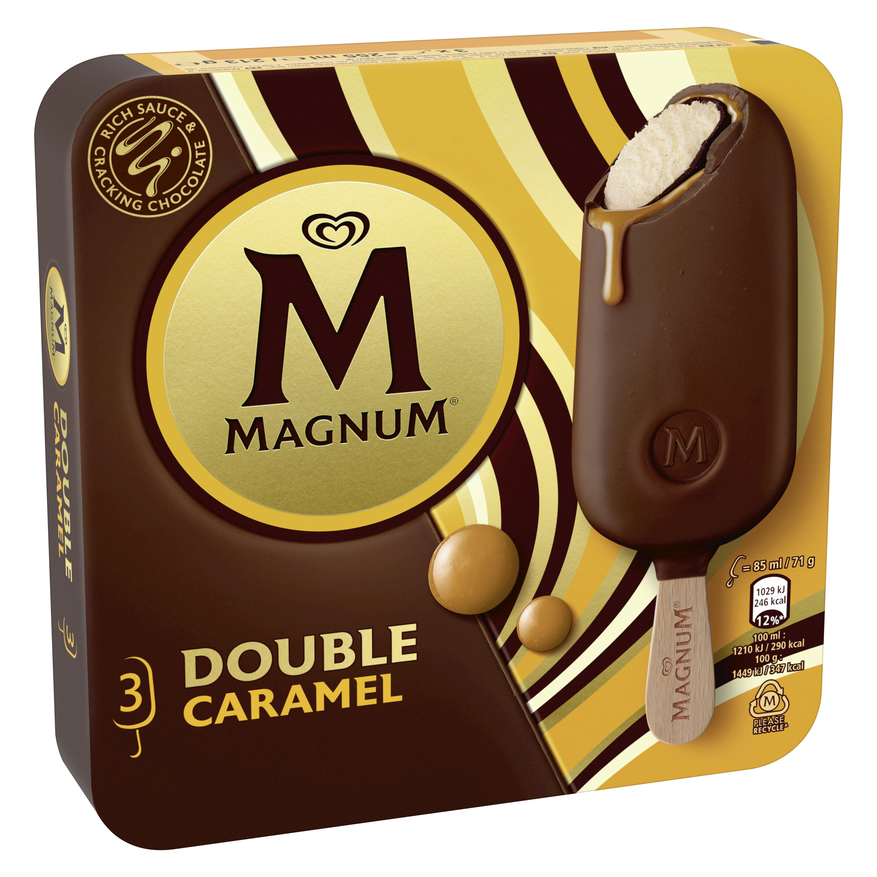 Magnum  Helado bombón Double Caramel 85ml x4