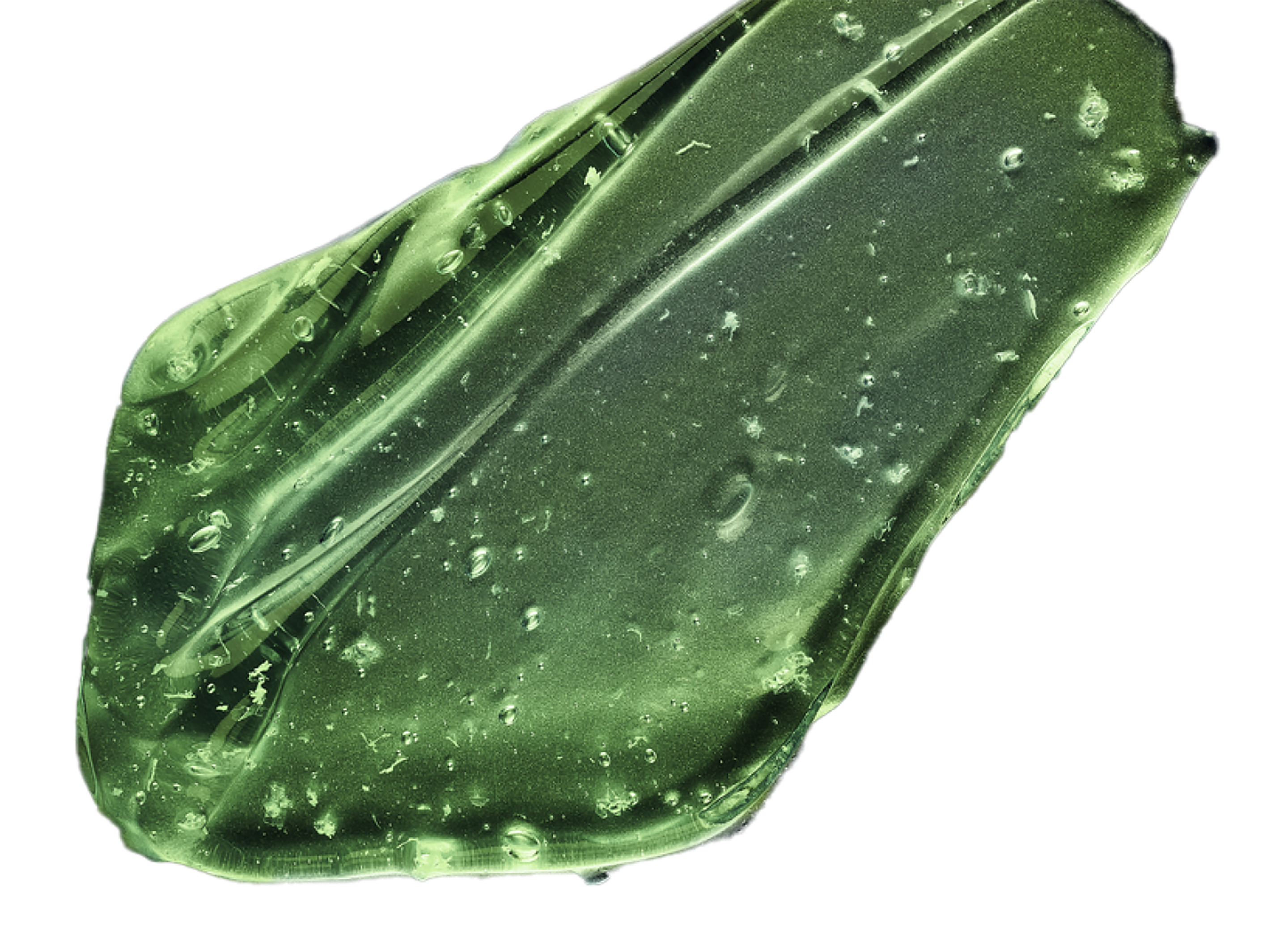 Dark green, liquid product smear