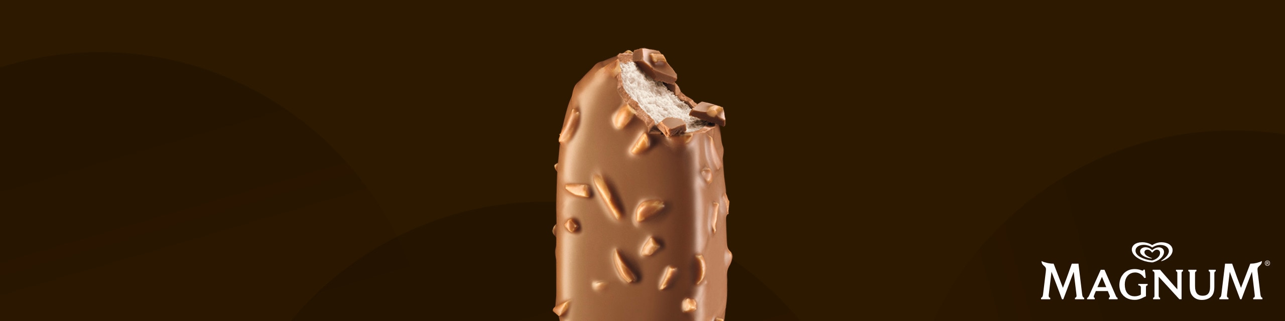 Magnum almond on a brown background