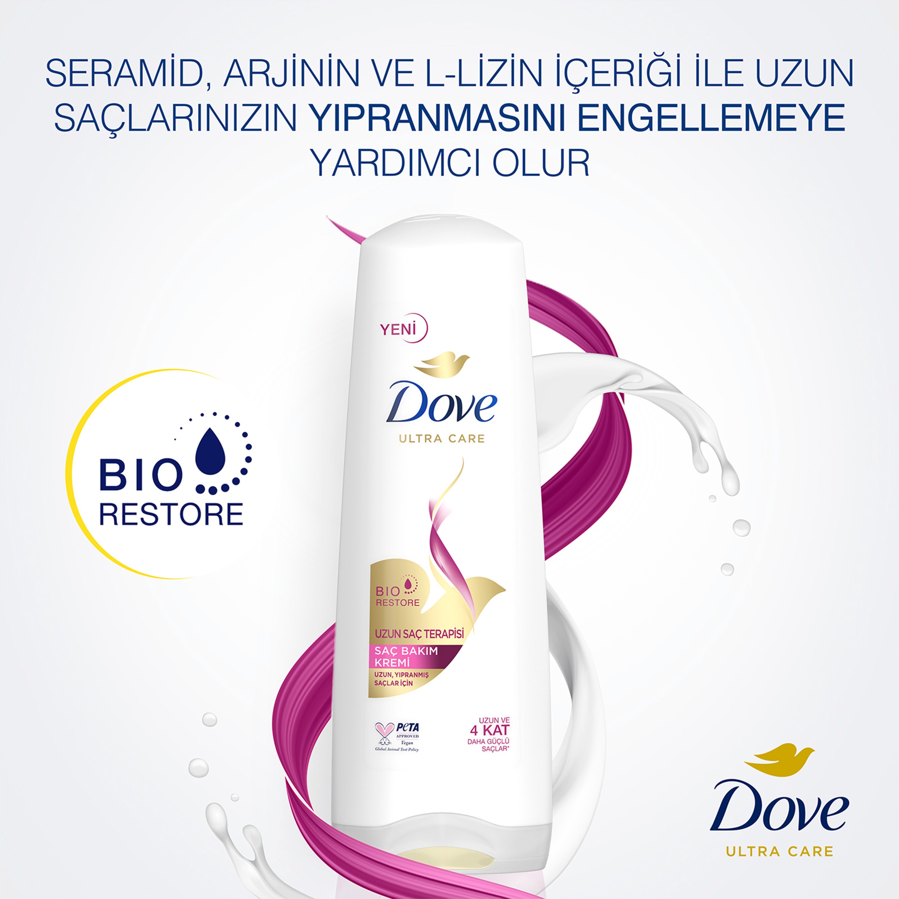 Dove  Saç Bakım Kremi  Uzun Saç Terapisi Uzun Yıpranmış Saçlar İçin 350 ml