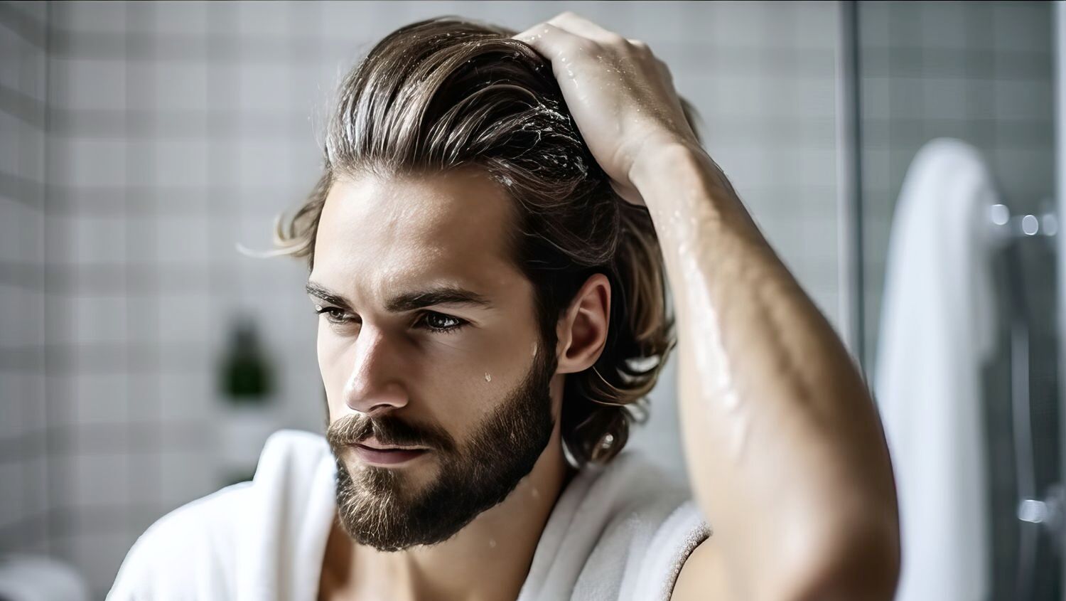 Man styling his hair with cream