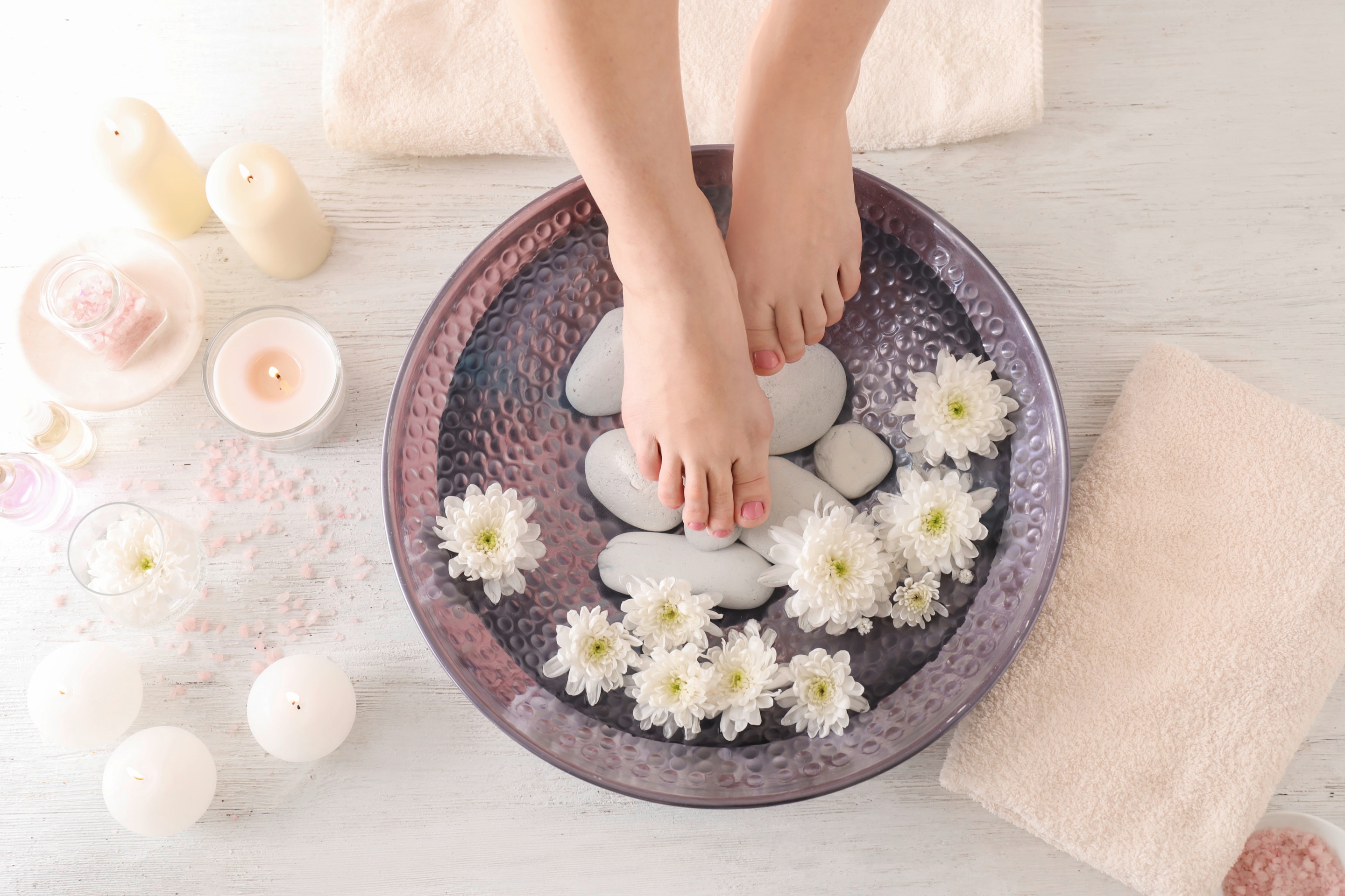 Feet soaking in a spa treatment