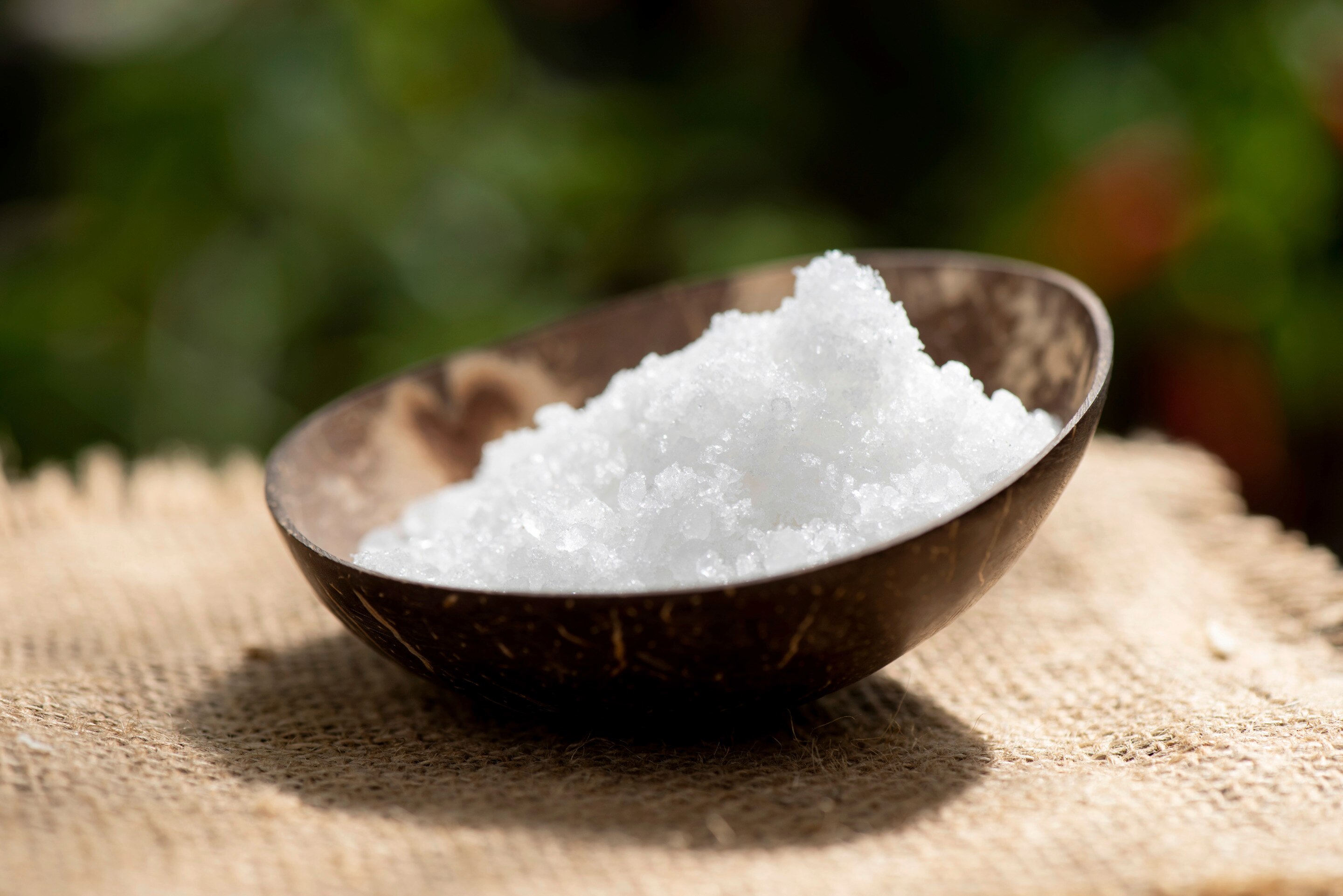 Alum powder in a coconut shell