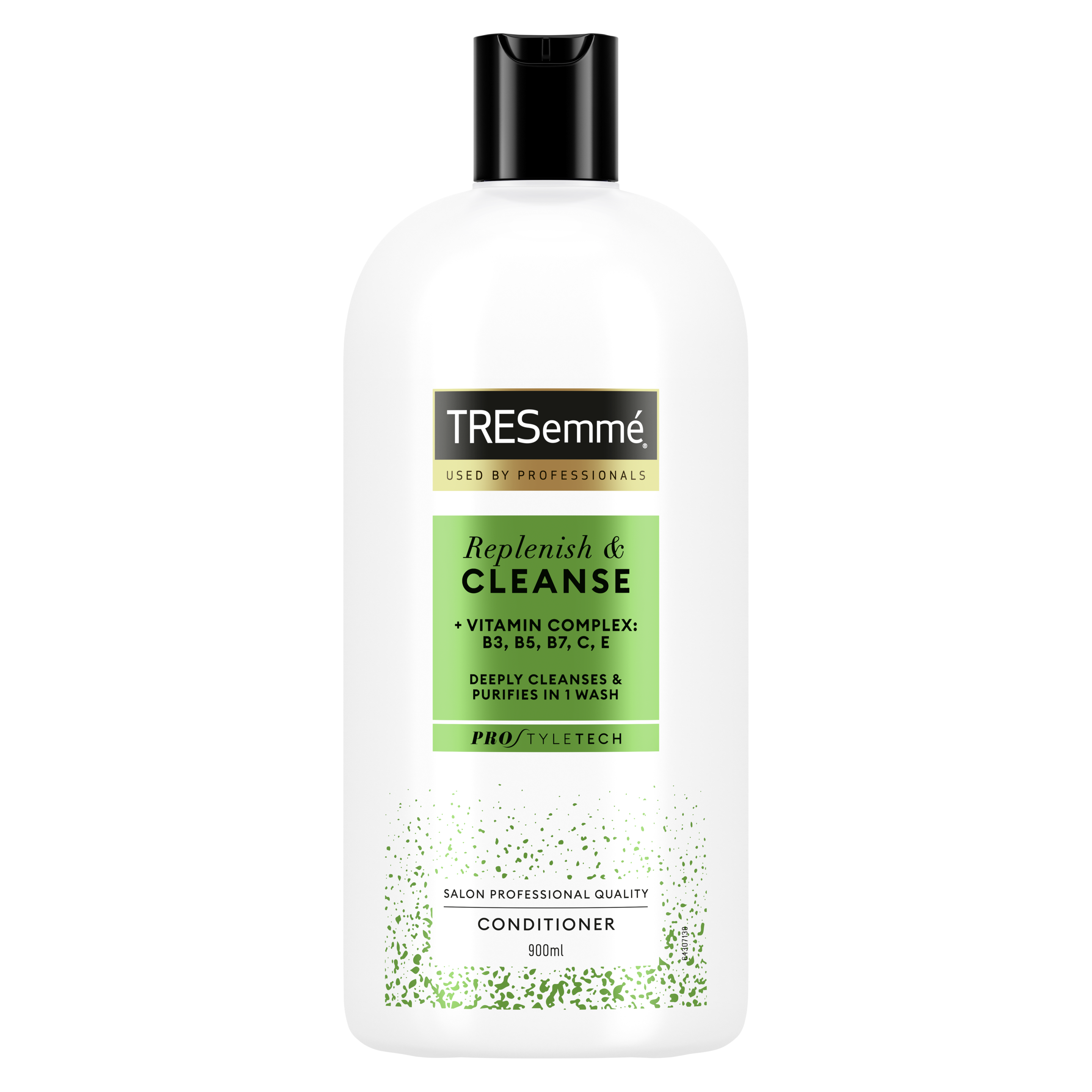 A 900ml bottle of TRESemmé Replenish & Cleanse Conditioner front of pack image