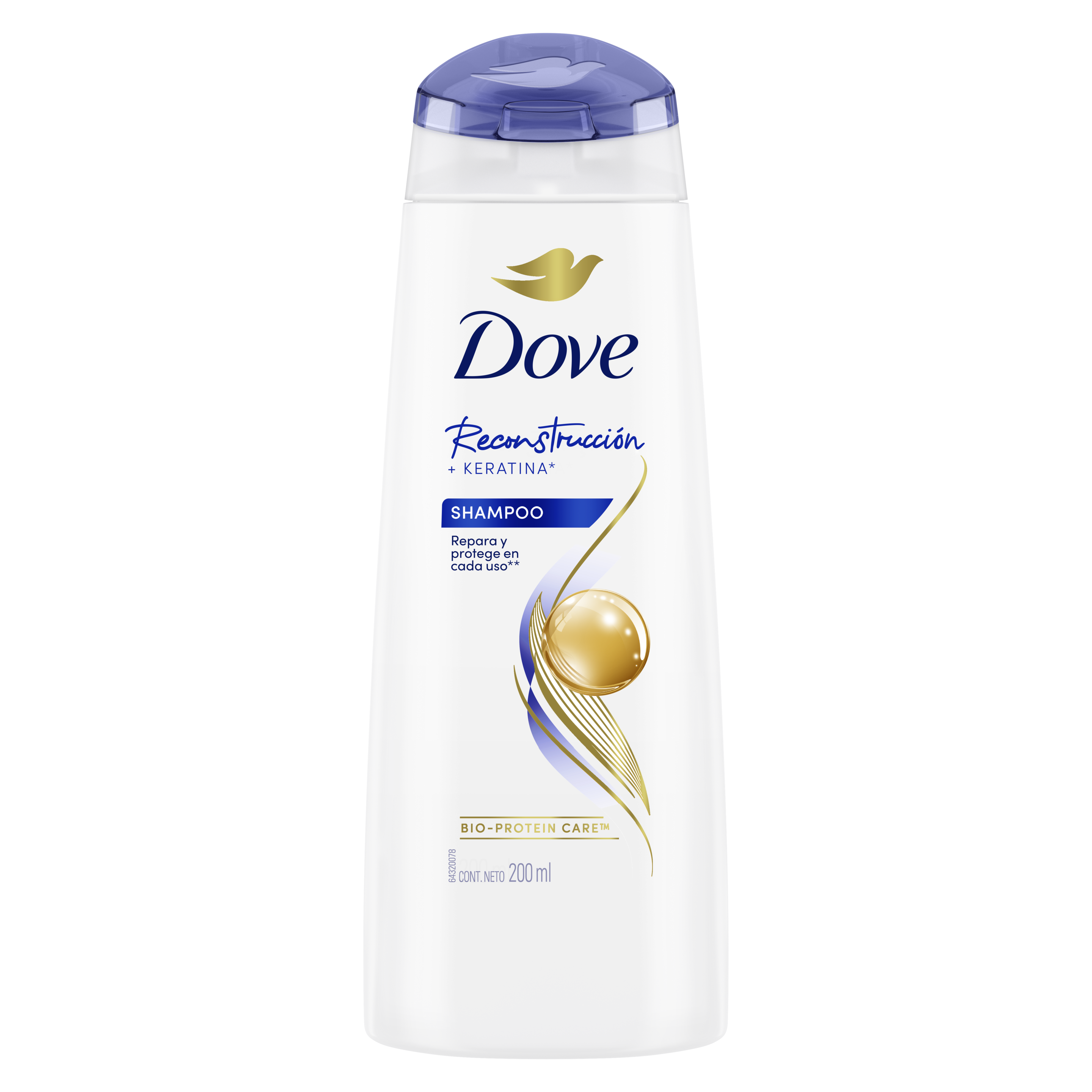 Frente del envase Dove Shampoo Reconstrucción Completa 200ml