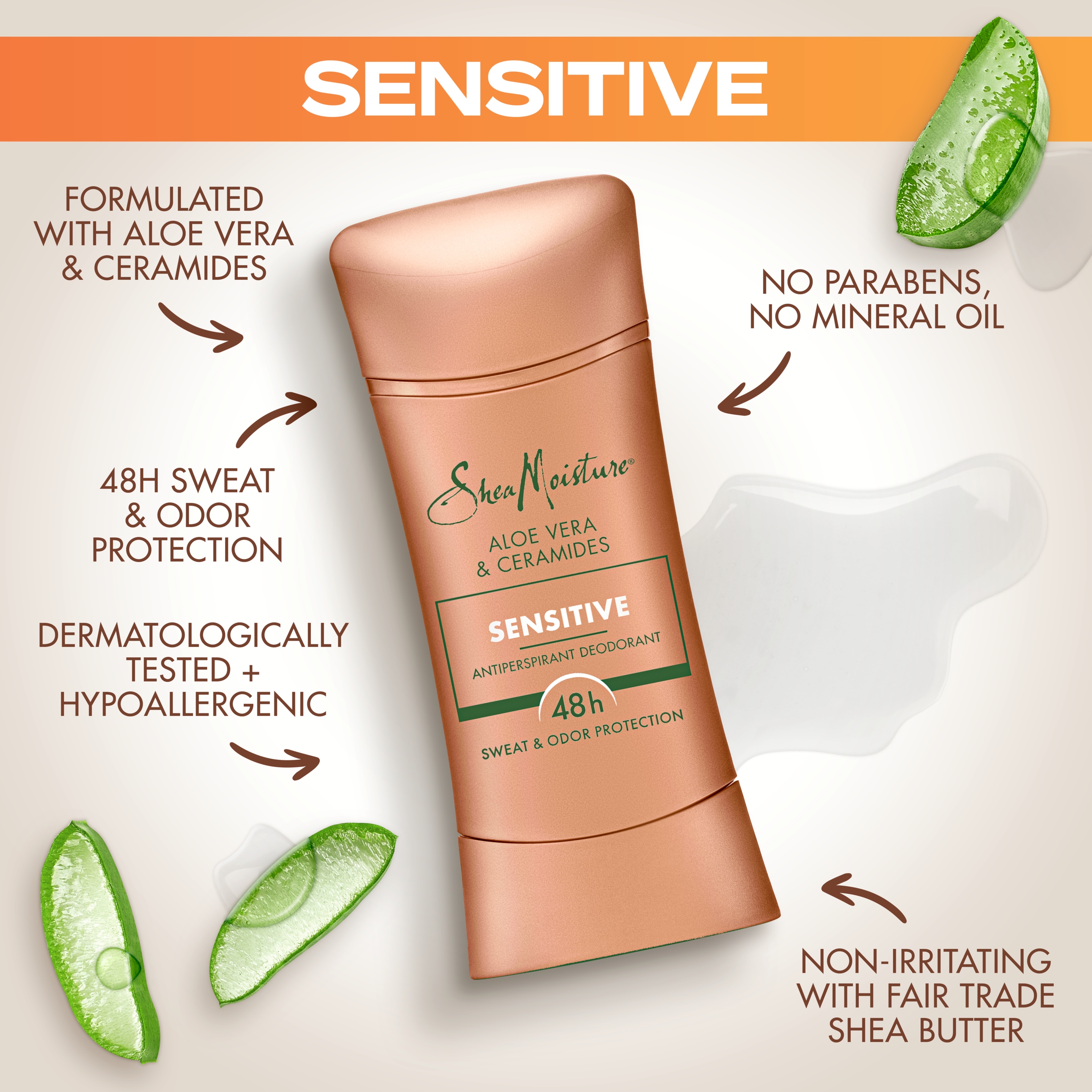 Aloe Vera & Ceramides Sensitive Antiperspirant Deodorant Stick