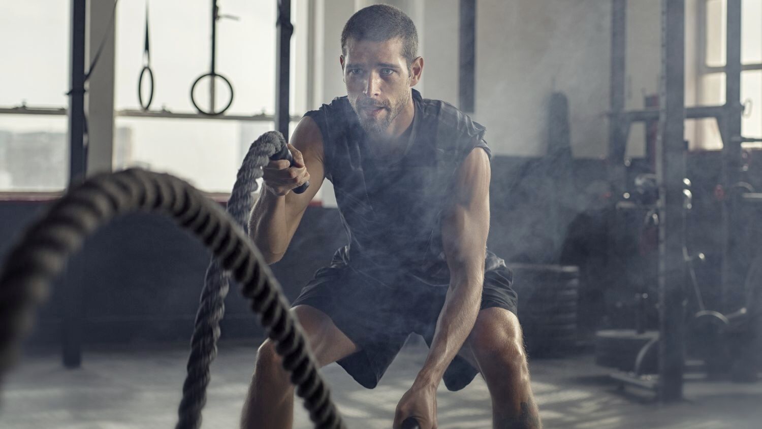 Man at the gym exercising