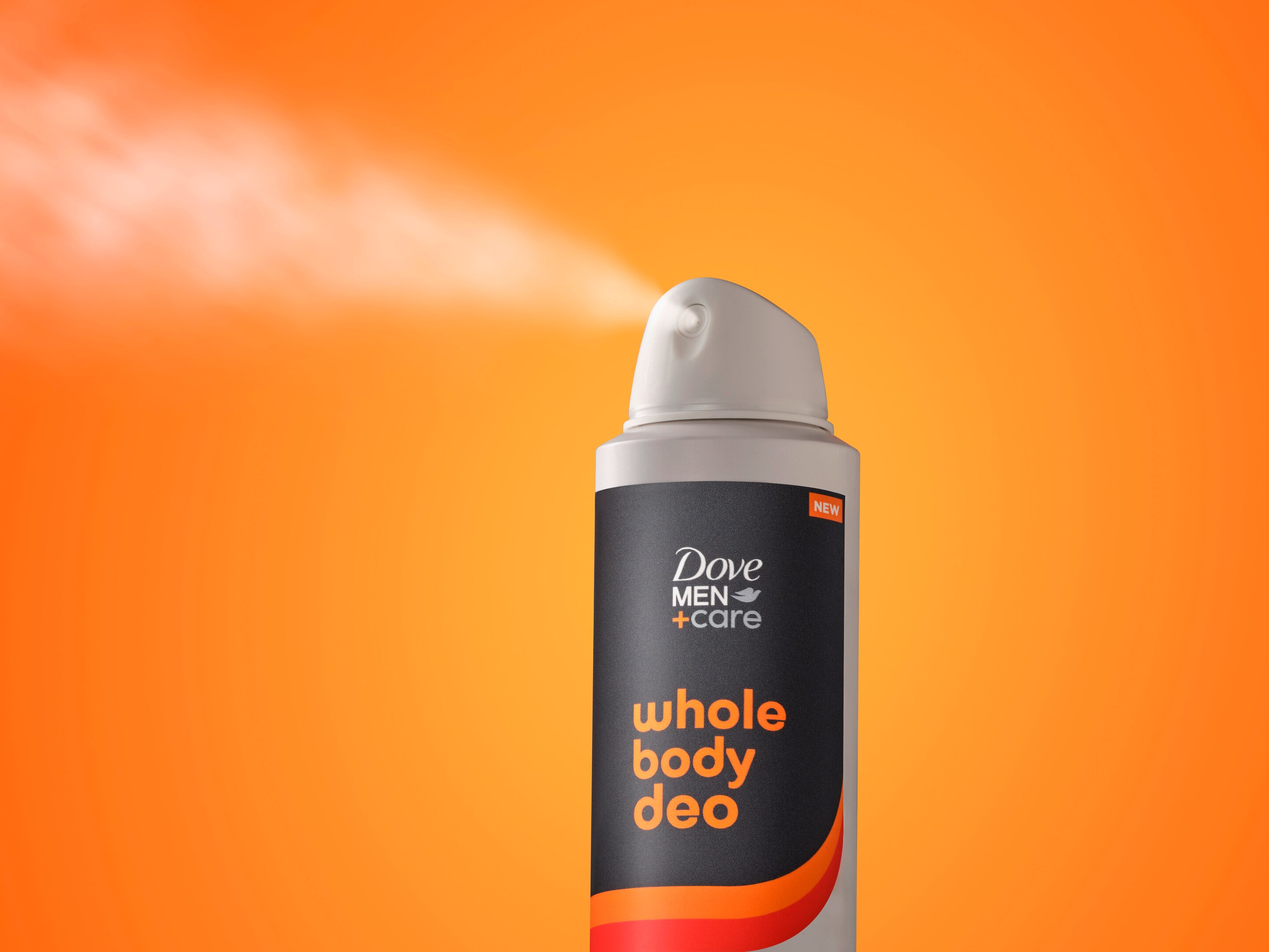 Dove Men+Care Whole Body Deodorant spray being sprayed
