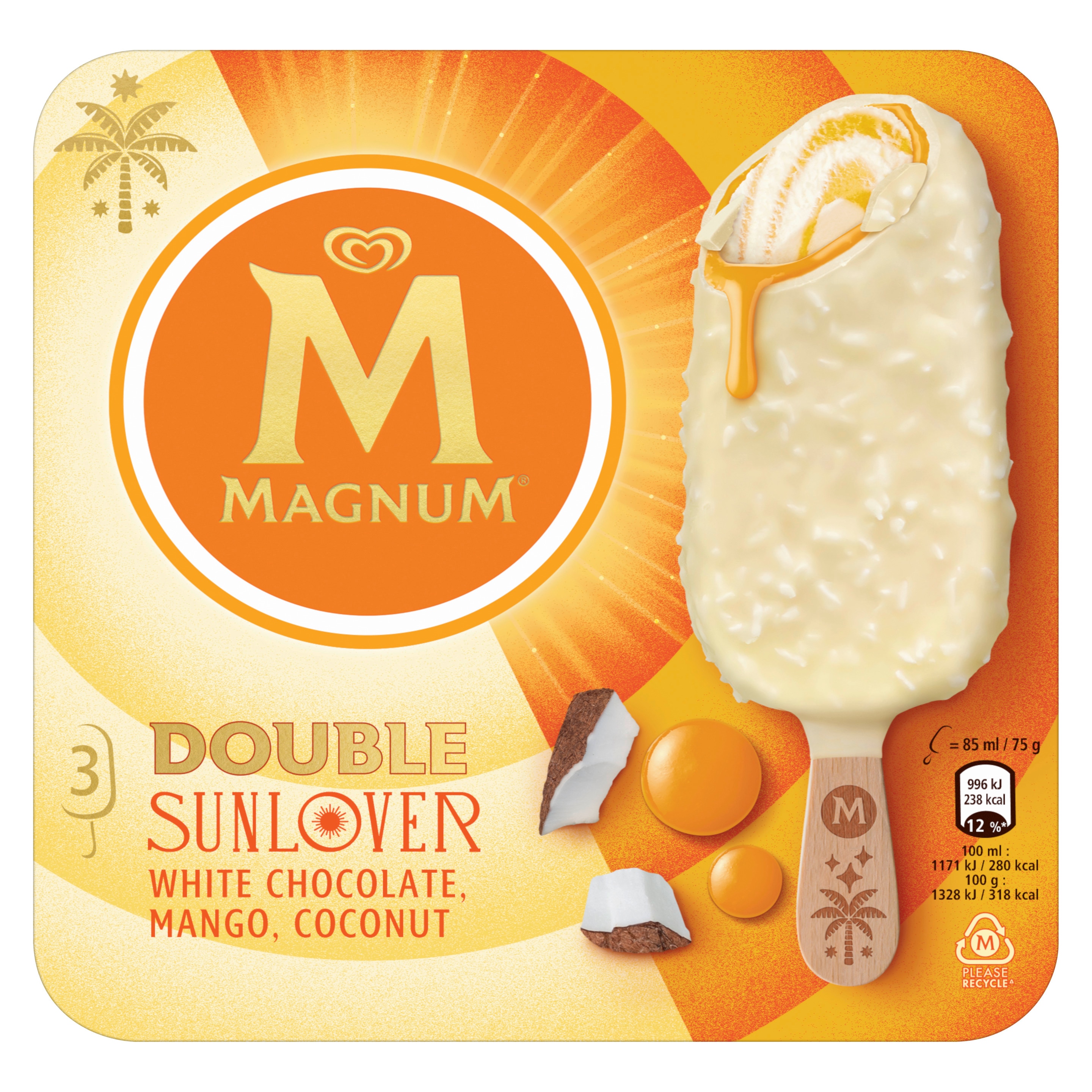 Magnum Double Sunlover Ice Cream 3 x 85ml Front