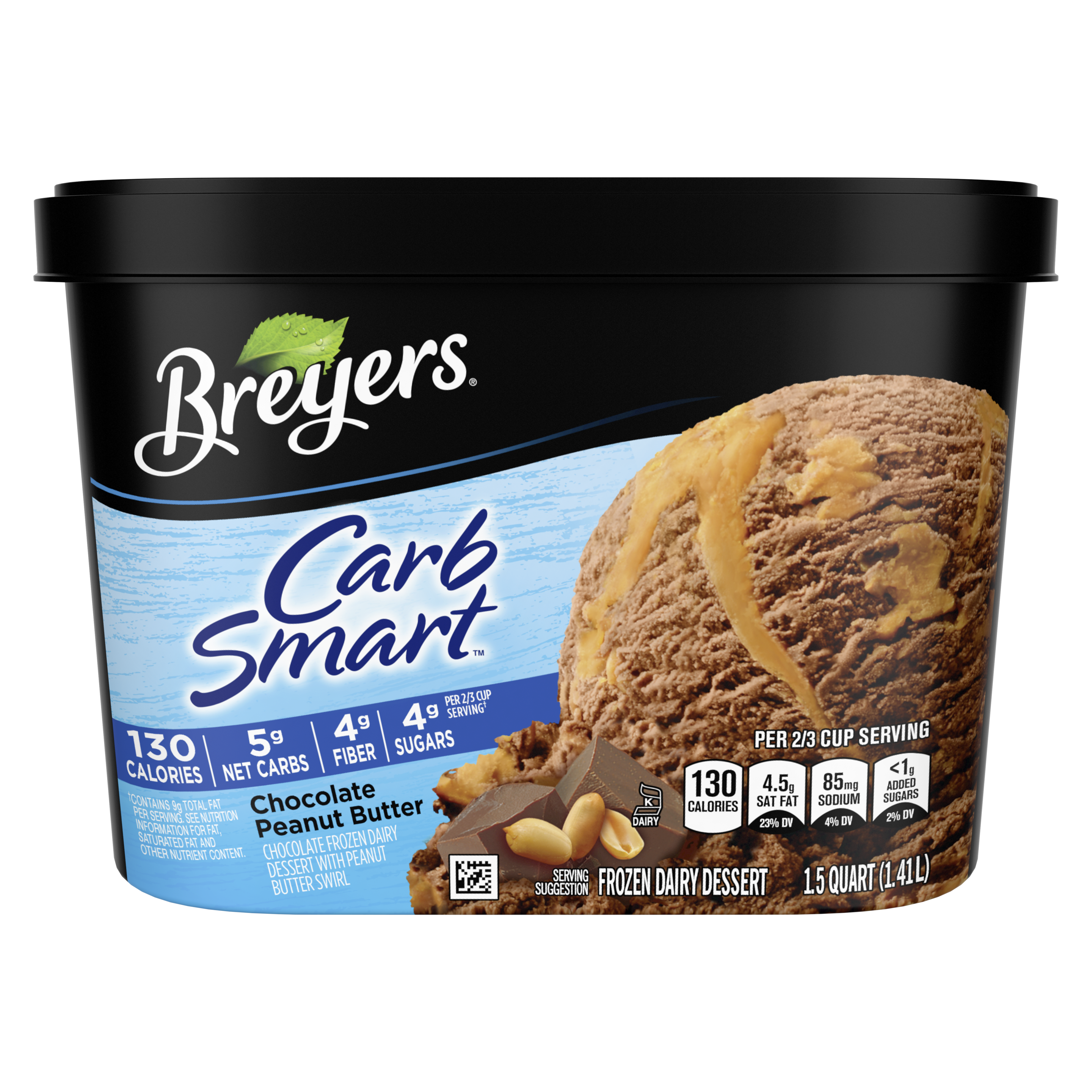 A 48 ounce tub of Breyers® CarbSmart™ Chocolate Peanut Butter front of pack image