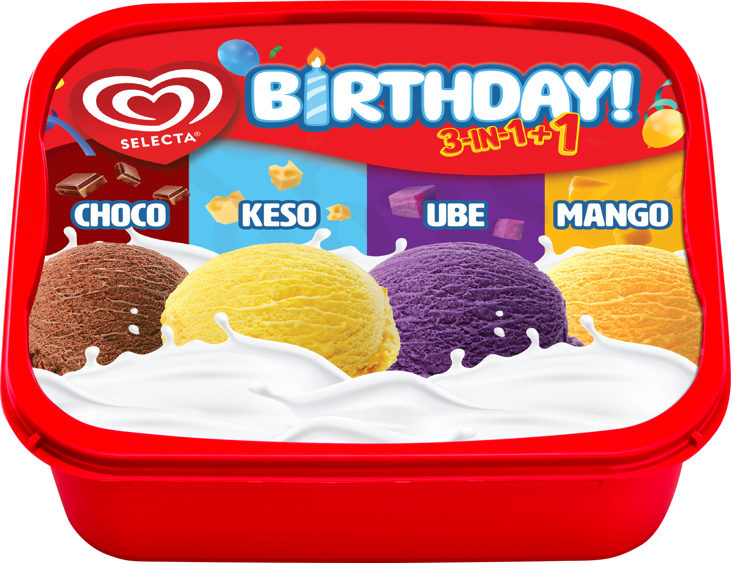 Selecta Creamdae 3in1+1 Choco-Keso-Ube-Mango