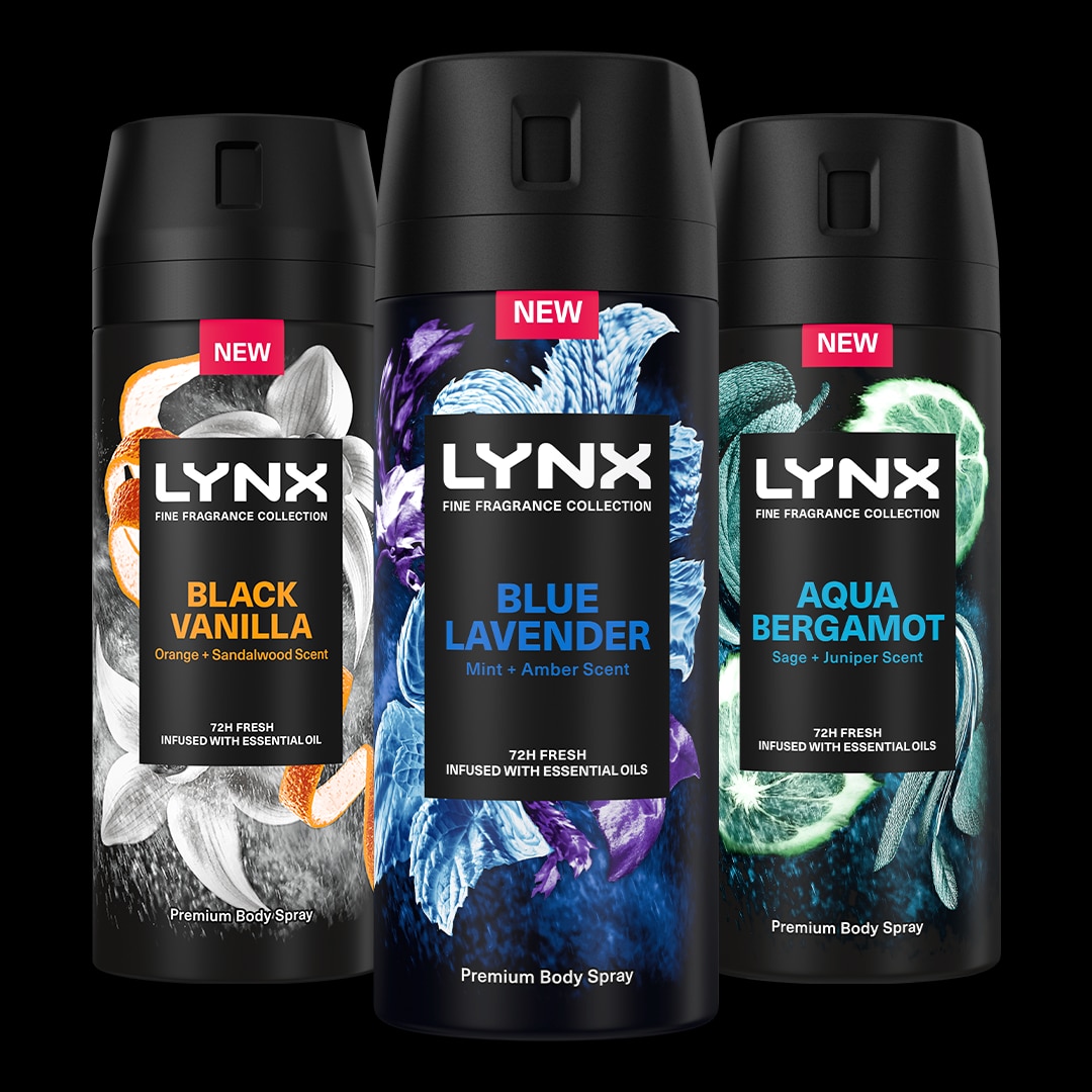 A selection of Lynx fine fragrances.