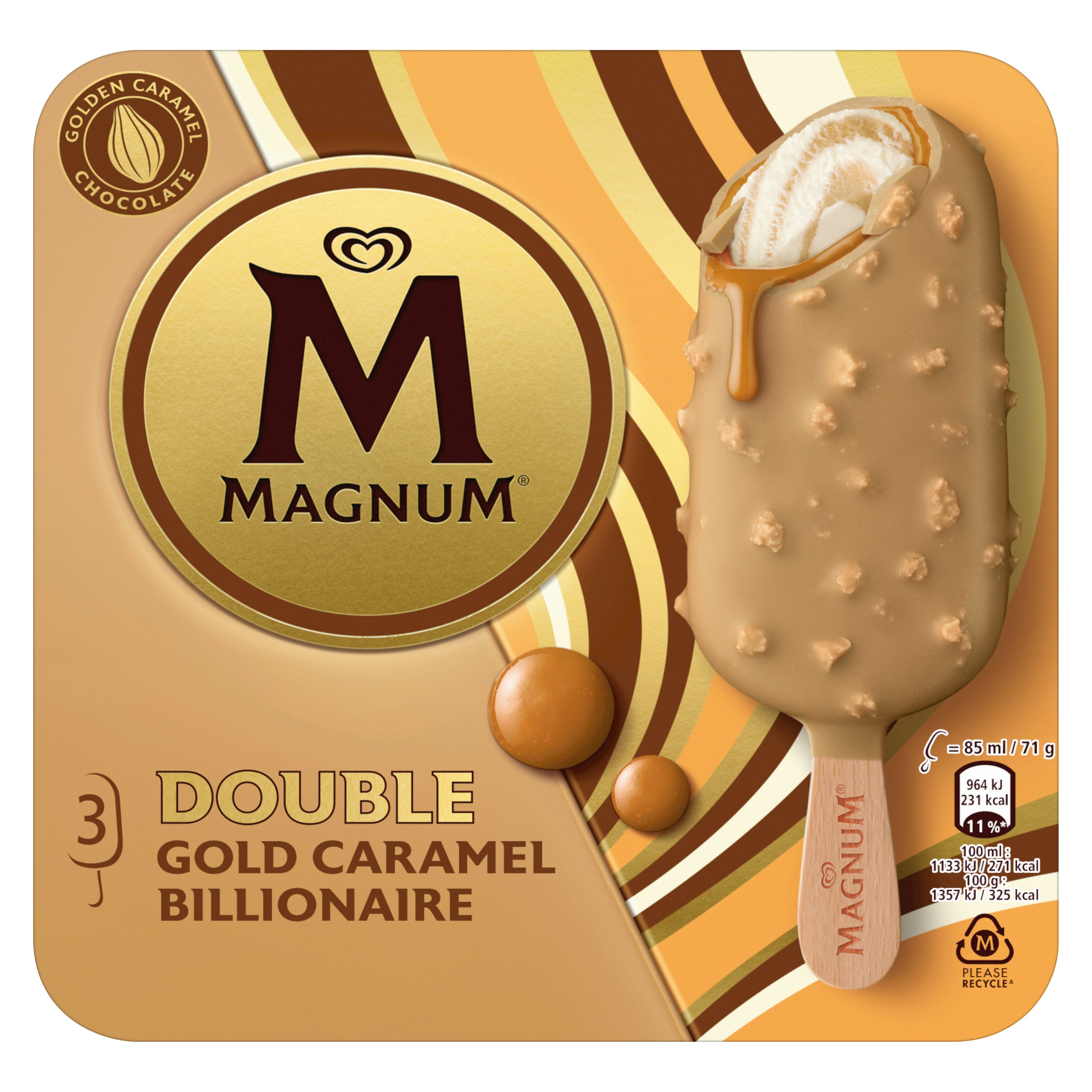 Magnum Double Gold Caramel Billionaire 3 x 85ml Front