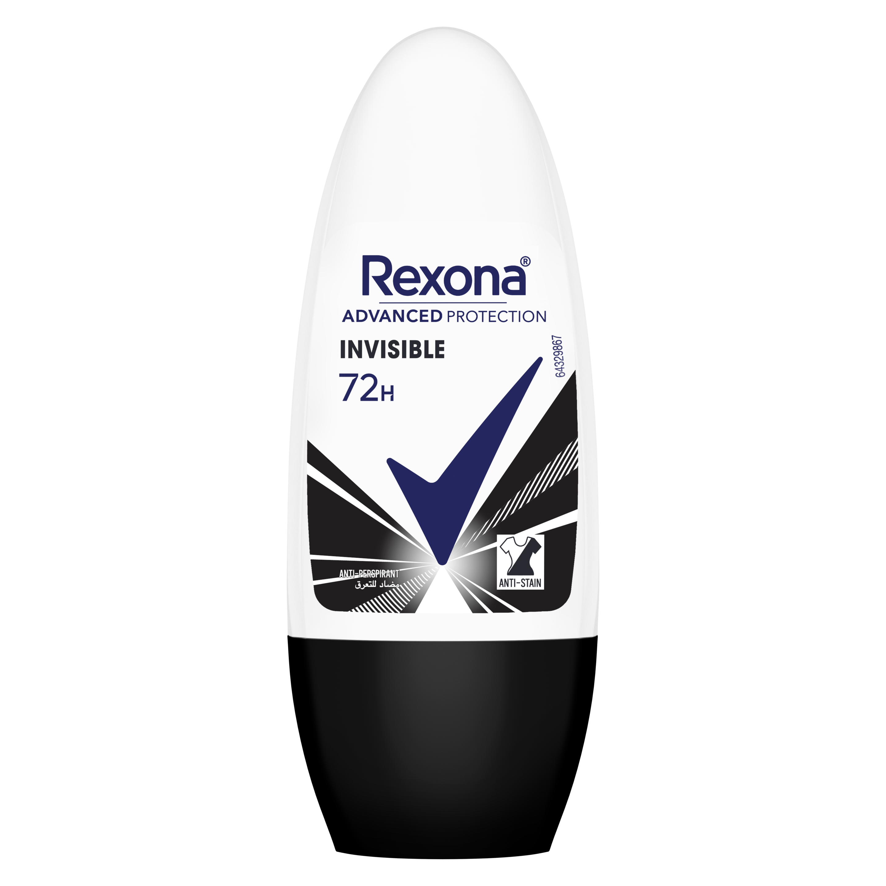 REXONA Women Antiperspirant Deodorant Roll On, 72 hour sweat  odor protection, Invisible, with MotionSense technology, 50ml
