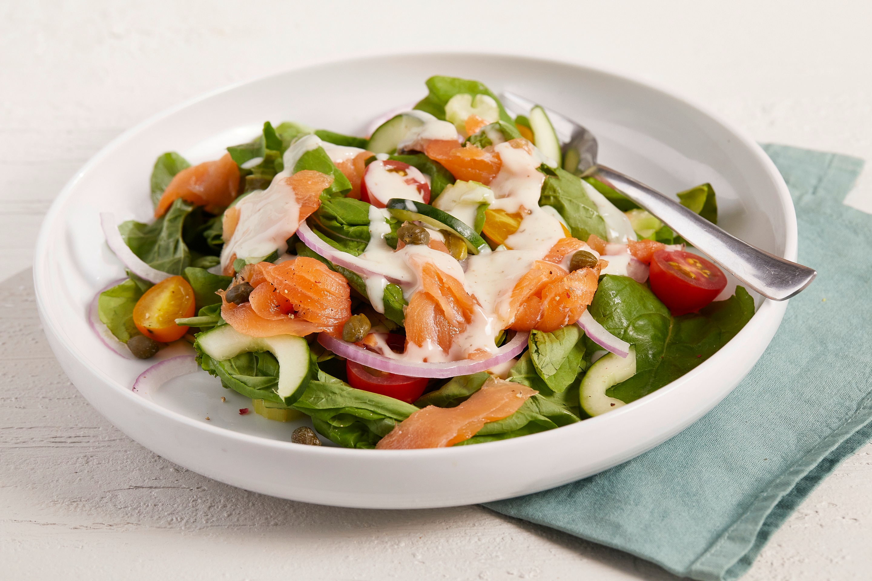 salmon salad on a plate