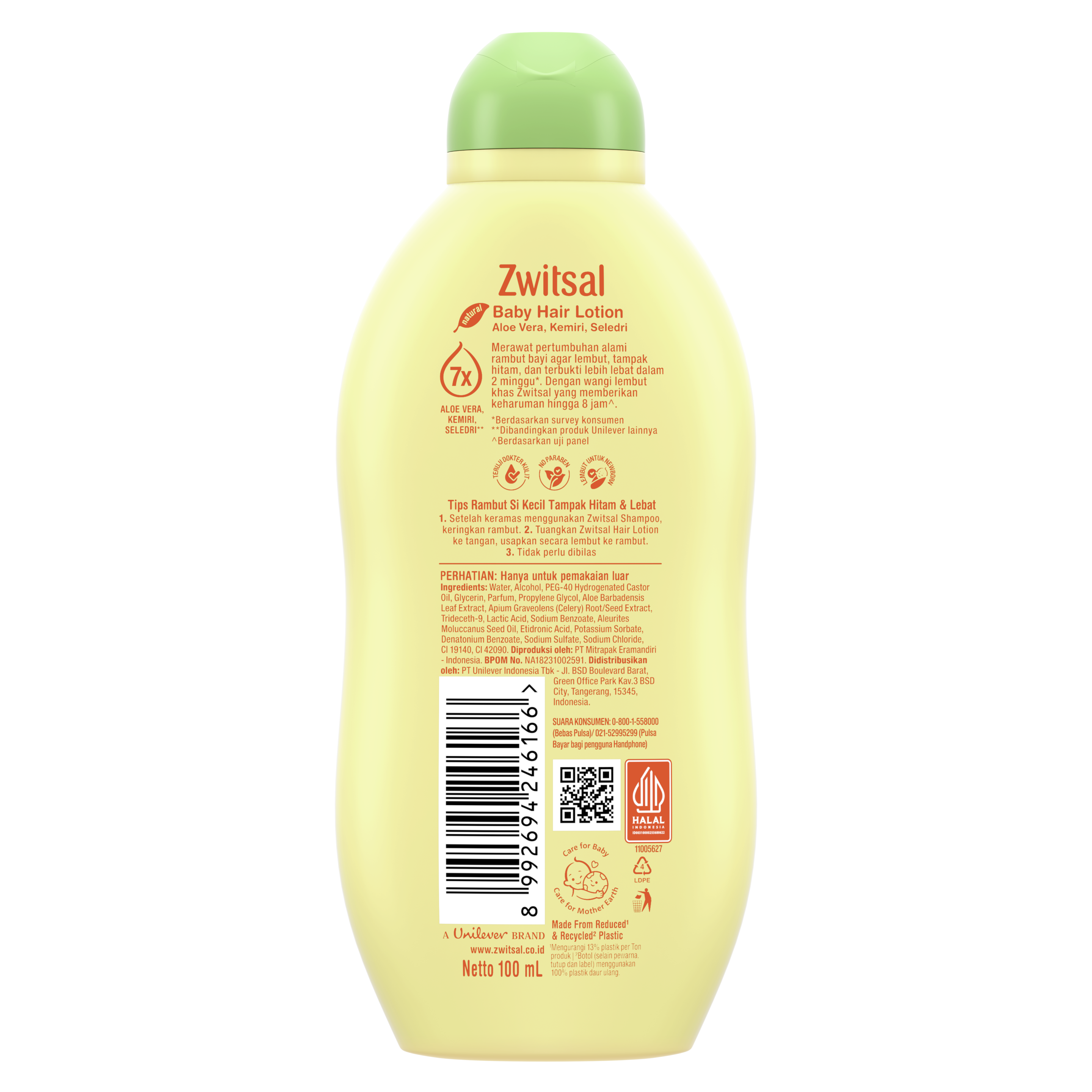 Zwitsal Baby Hair Lotion Aloe Vera, Kemiri, Seledri 200mL