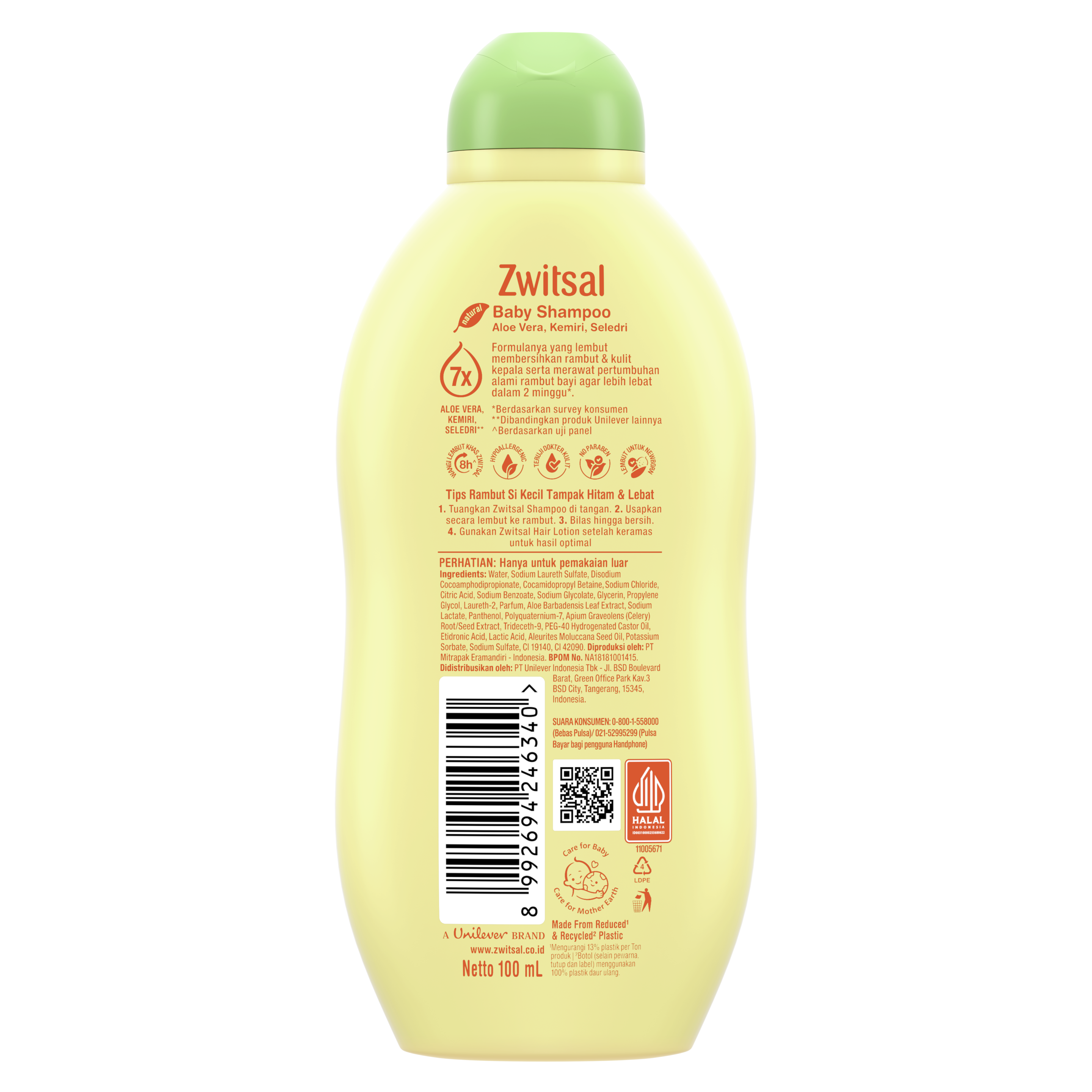 Zwitsal Baby Shampoo Aloe Vera, Kemiri, Seledri 300mL