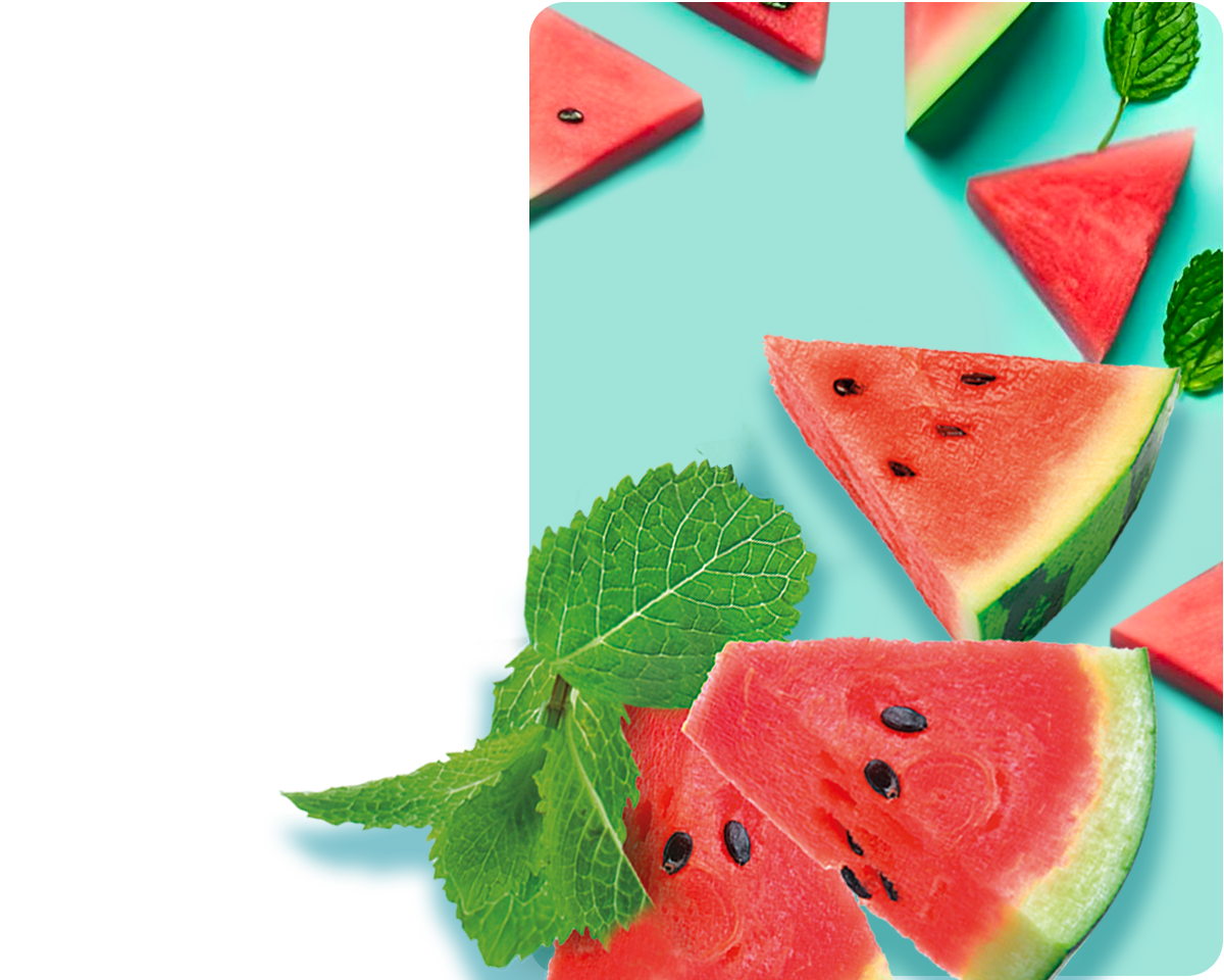 Watermelon and mint leafs