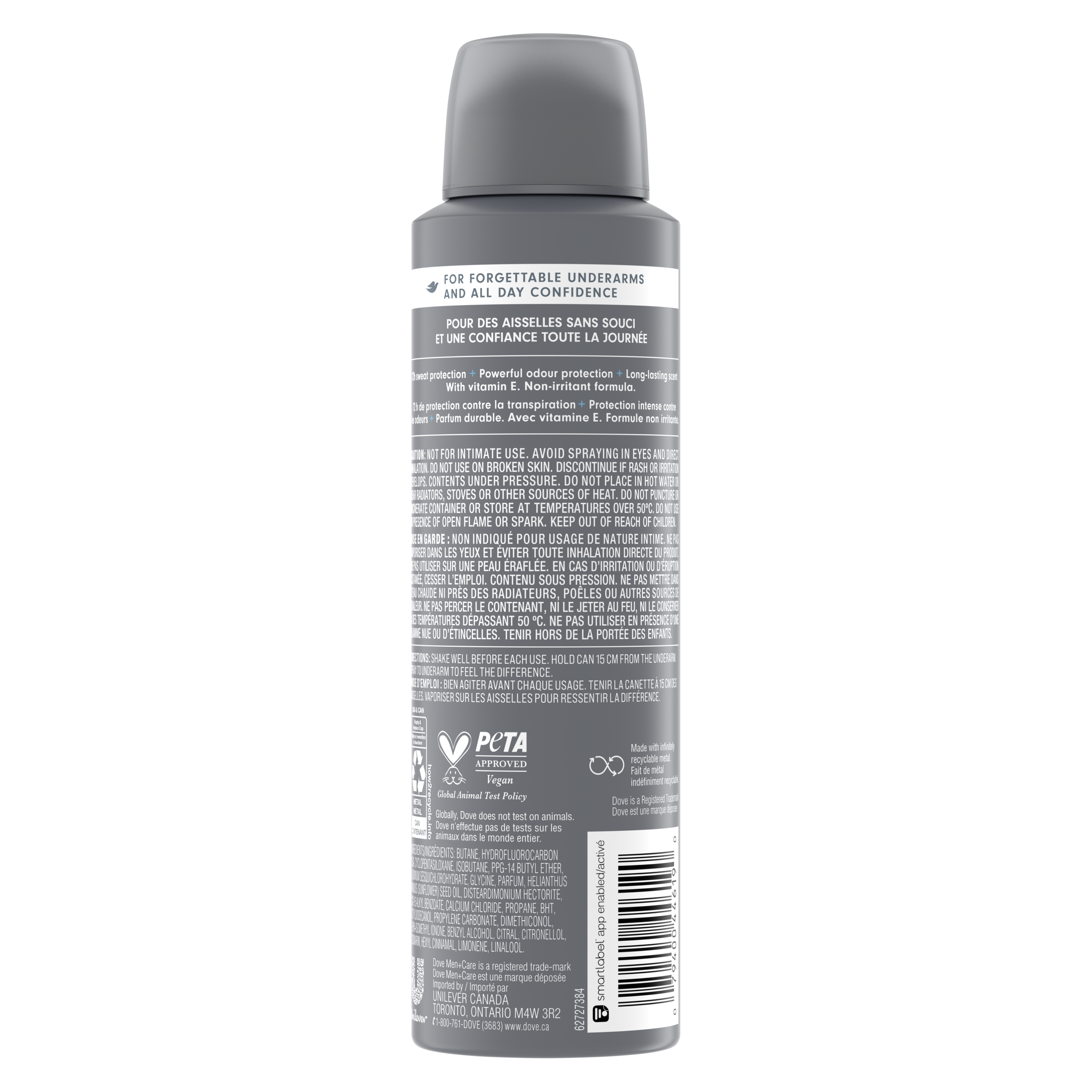 Men+Care Dry Spray Antiperspirant deodorant Clean Comfort 107g Back
