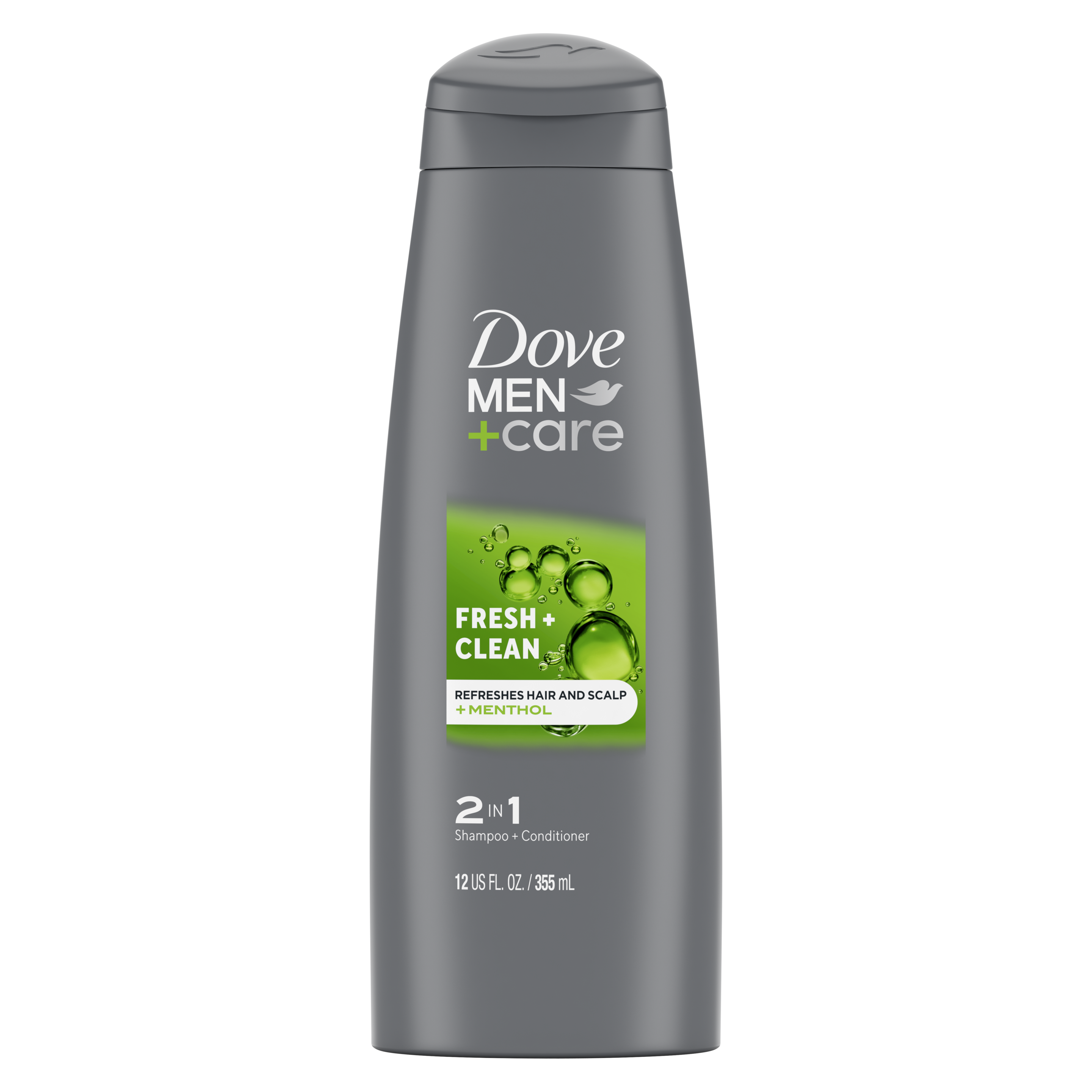 Dove Men+Care Fresh & Clean Fortifying 2-in-1 Shampoo 12 oz Back of Pack