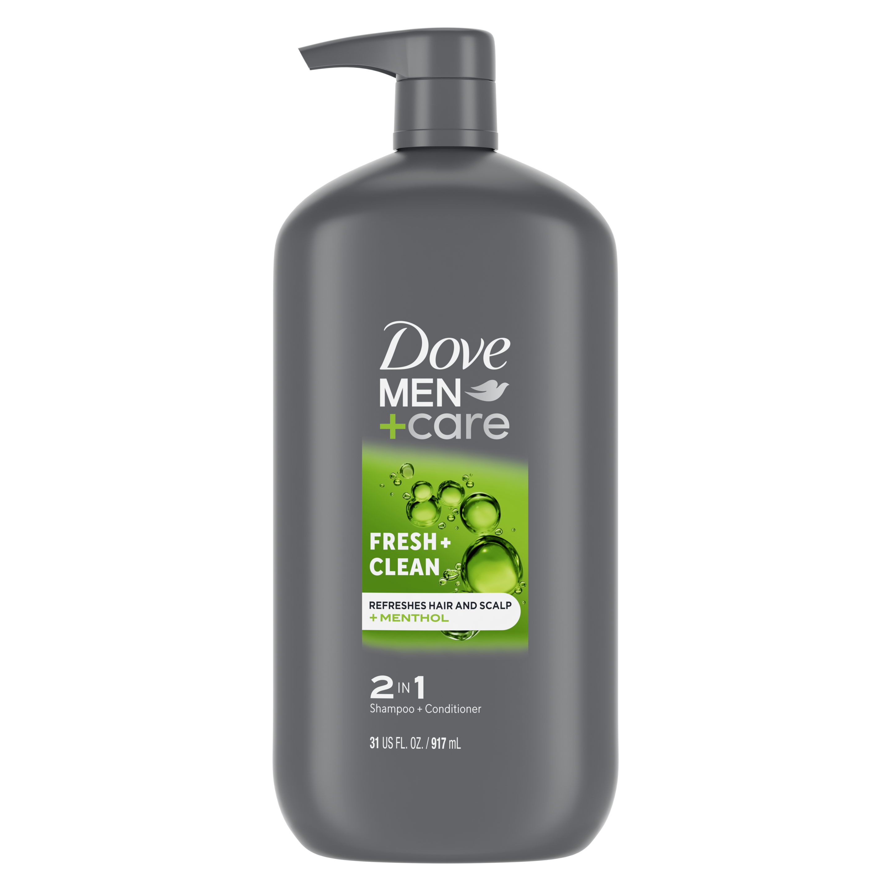 Dove Men+Care Fresh & Clean Fortifying 2-in-1 Shampoo 31 oz Back of Pack