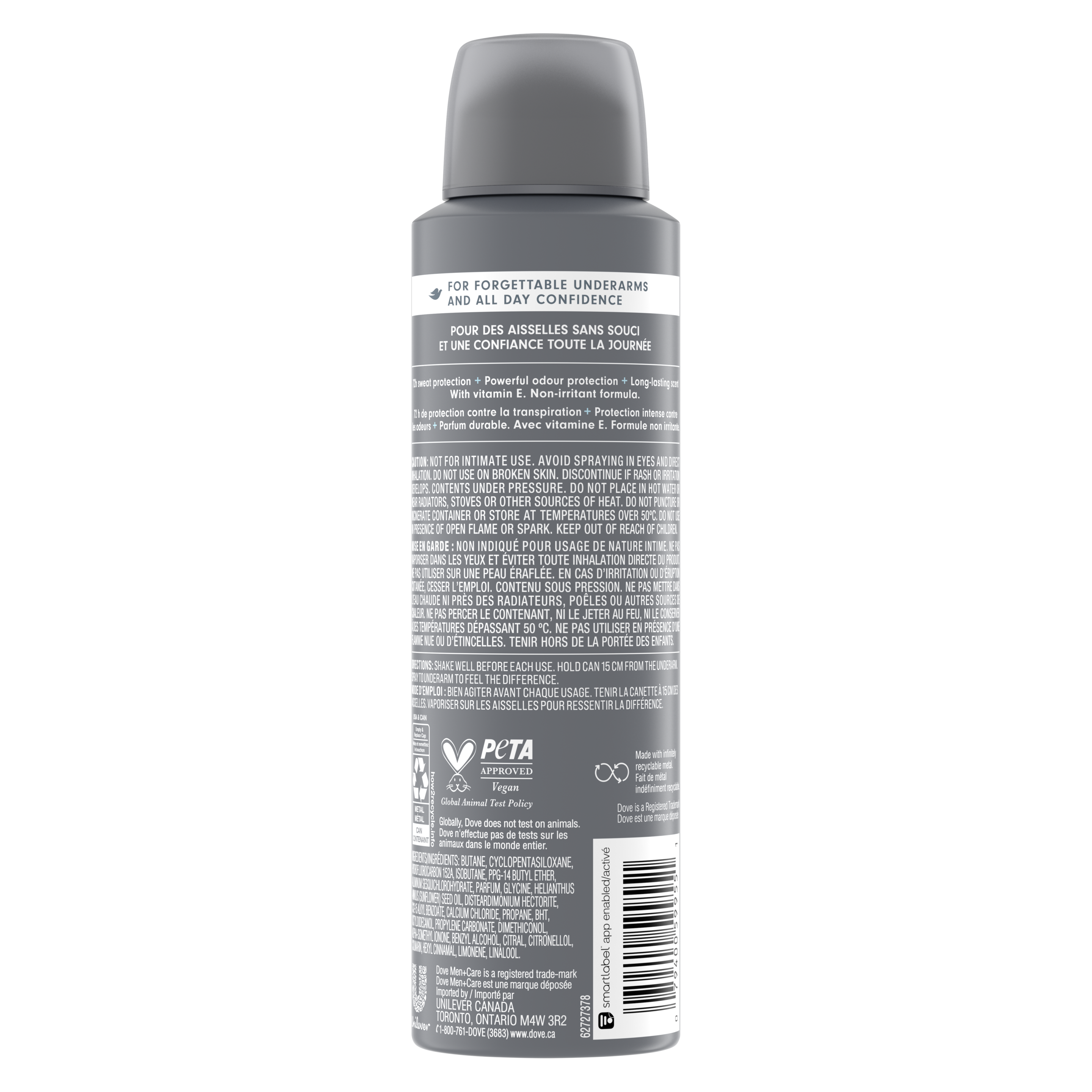 Men+Care Stain Defense Clean Dry Spray Antiperspirant 107g Back