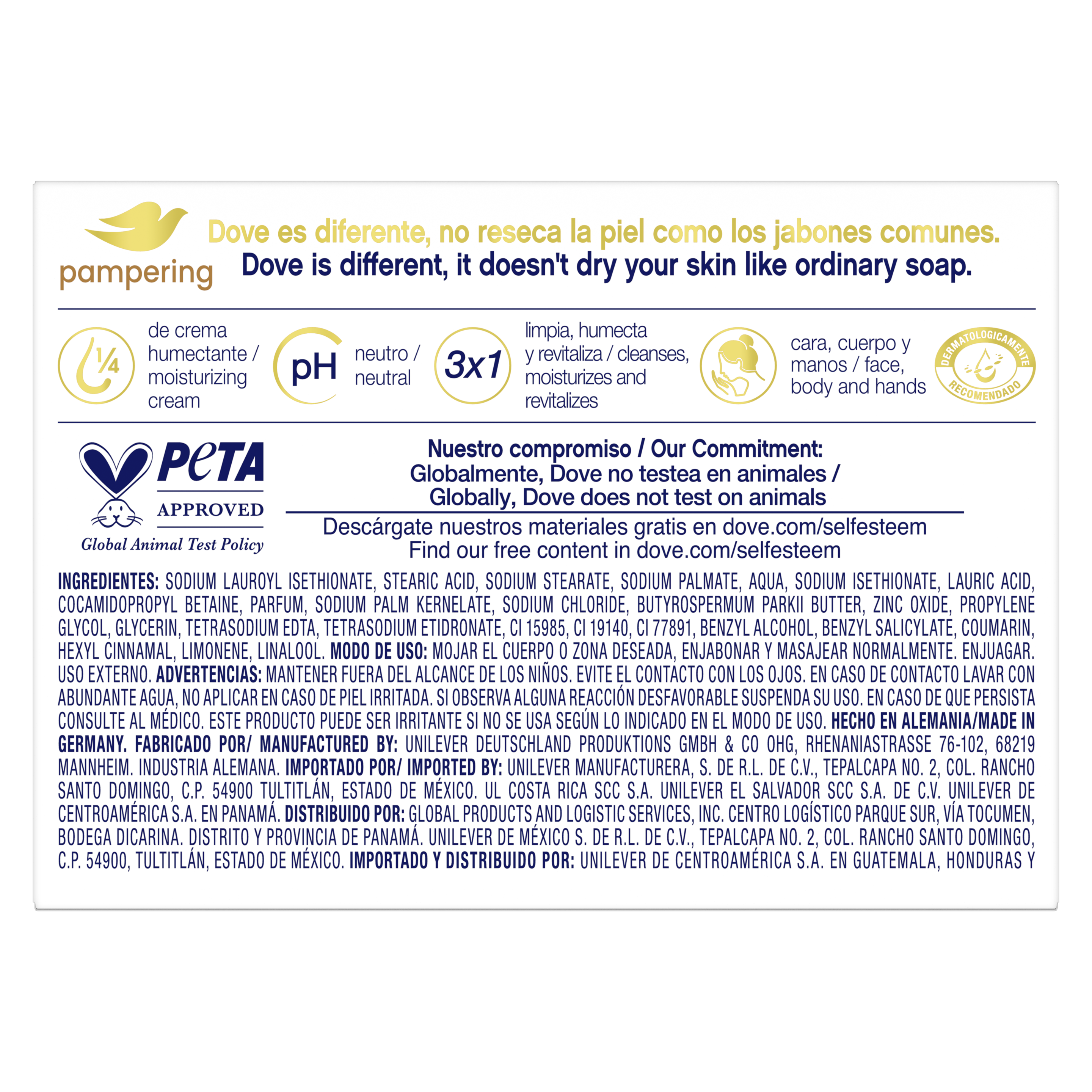 Barra de Belleza Dove® Pampering Karité 135 g | Dove® México