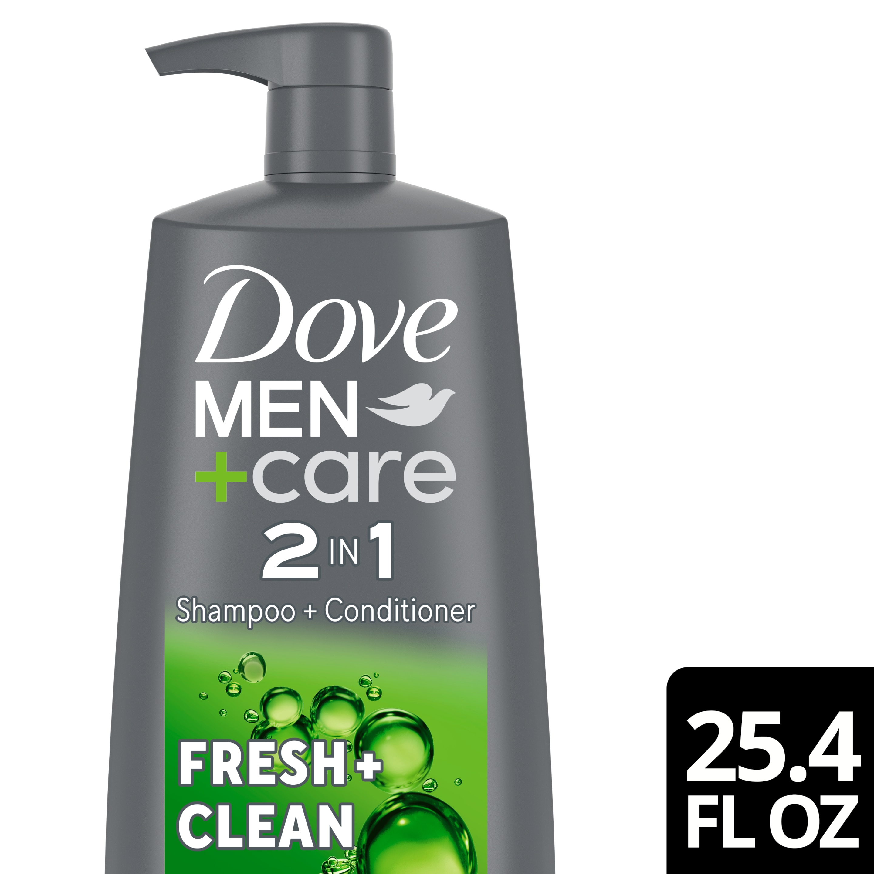 Dove Men+Care Fresh & Clean Fortifying 2-in-1 Shampoo 25.4 oz Front of Pack