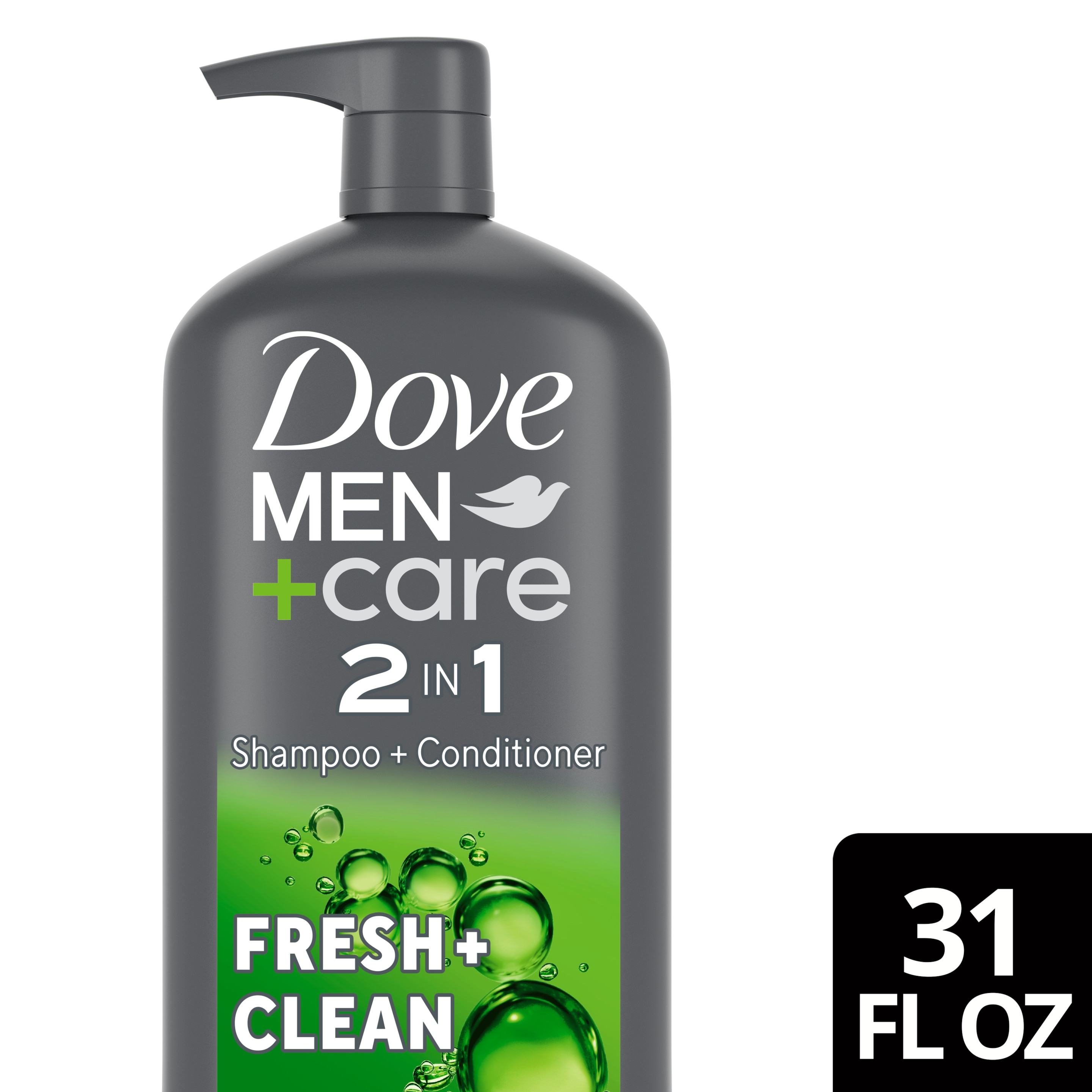 Dove Men+Care Fresh & Clean Fortifying 2-in-1 Shampoo 31 oz Front of Pack