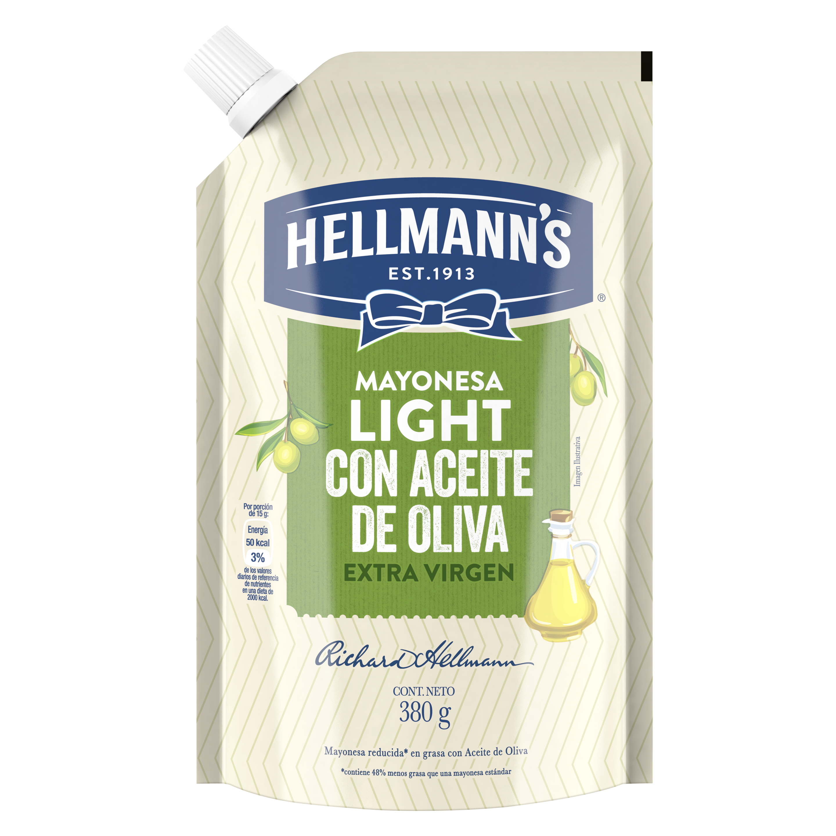 Hellmann's Light Mayonesa Aceite de Oliva 380 G packshot