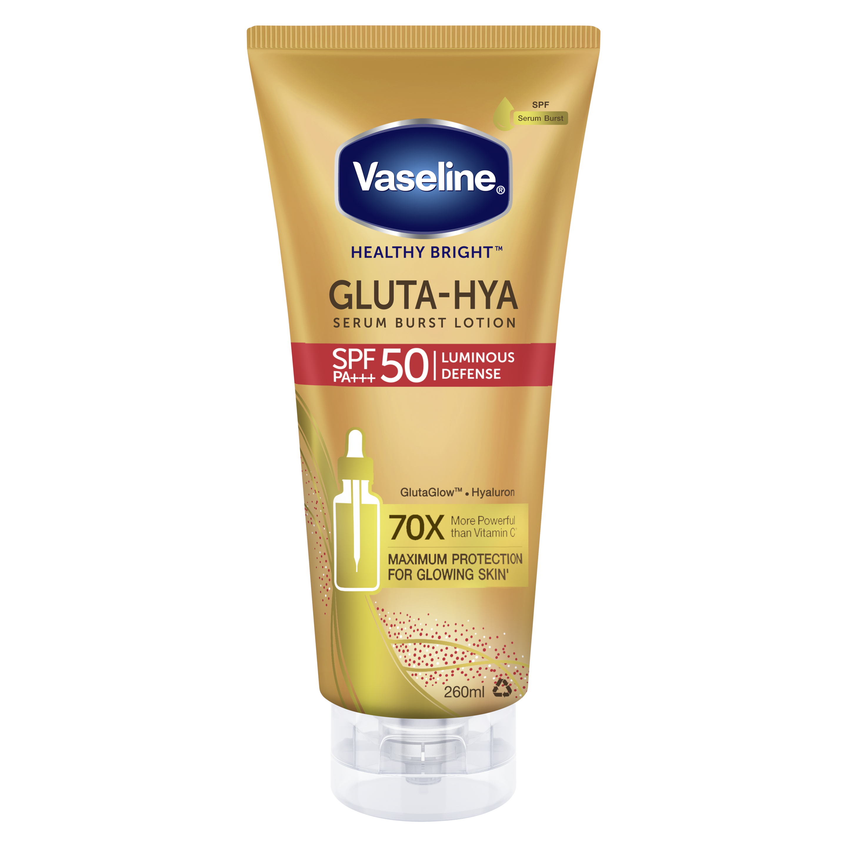 Vaseline Gluta-Hya SPF50 PA+++ 260ml FOP Pack packshot
