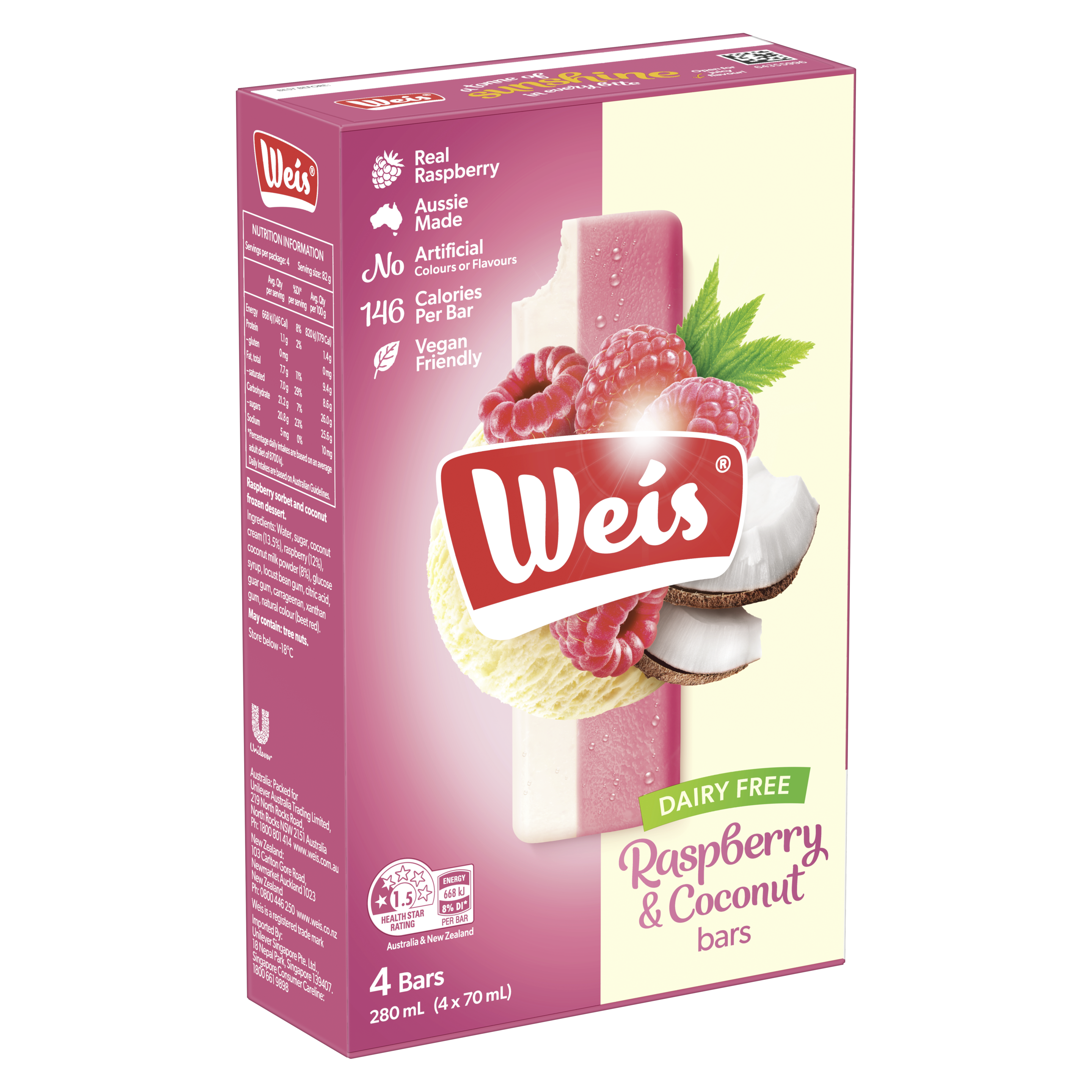 Dairy Free Raspberry & Coconut bars