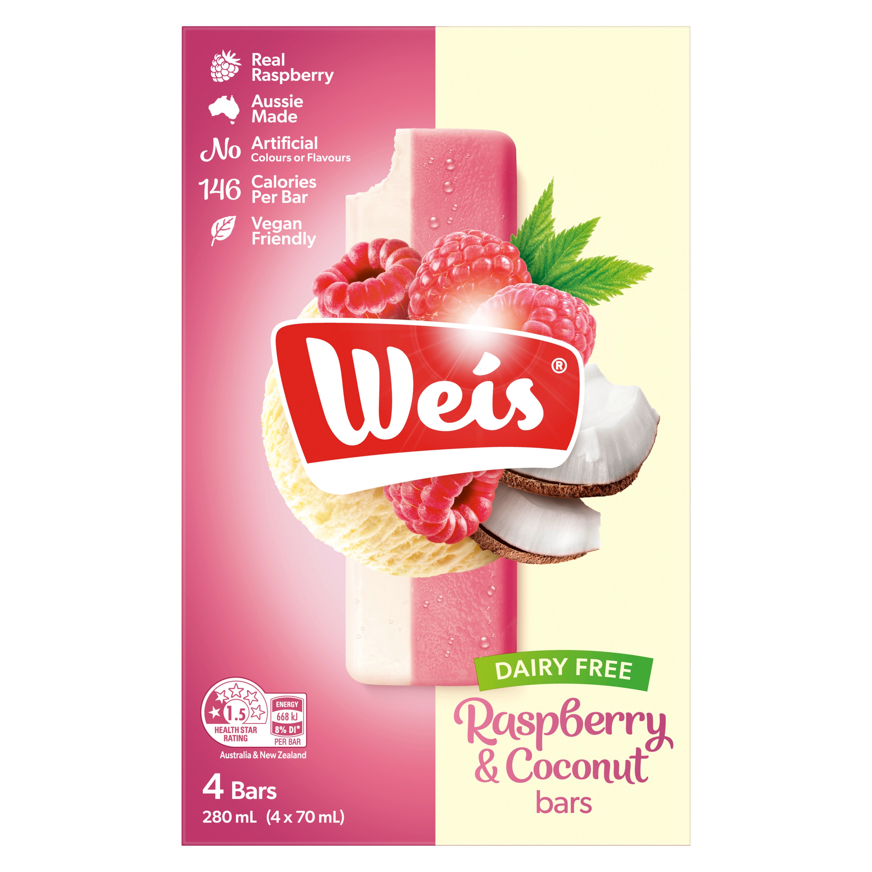 Raspberry & Coconut Dairy Free Bar