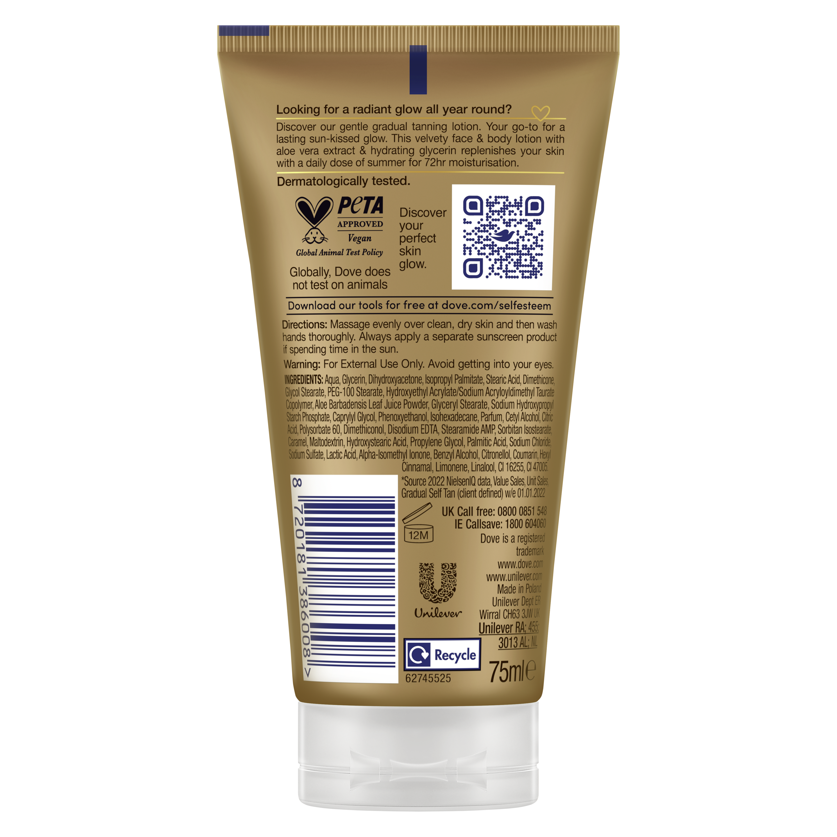 Samoopalający krem do twarzy i ciała Dove Summer Revived 75ml