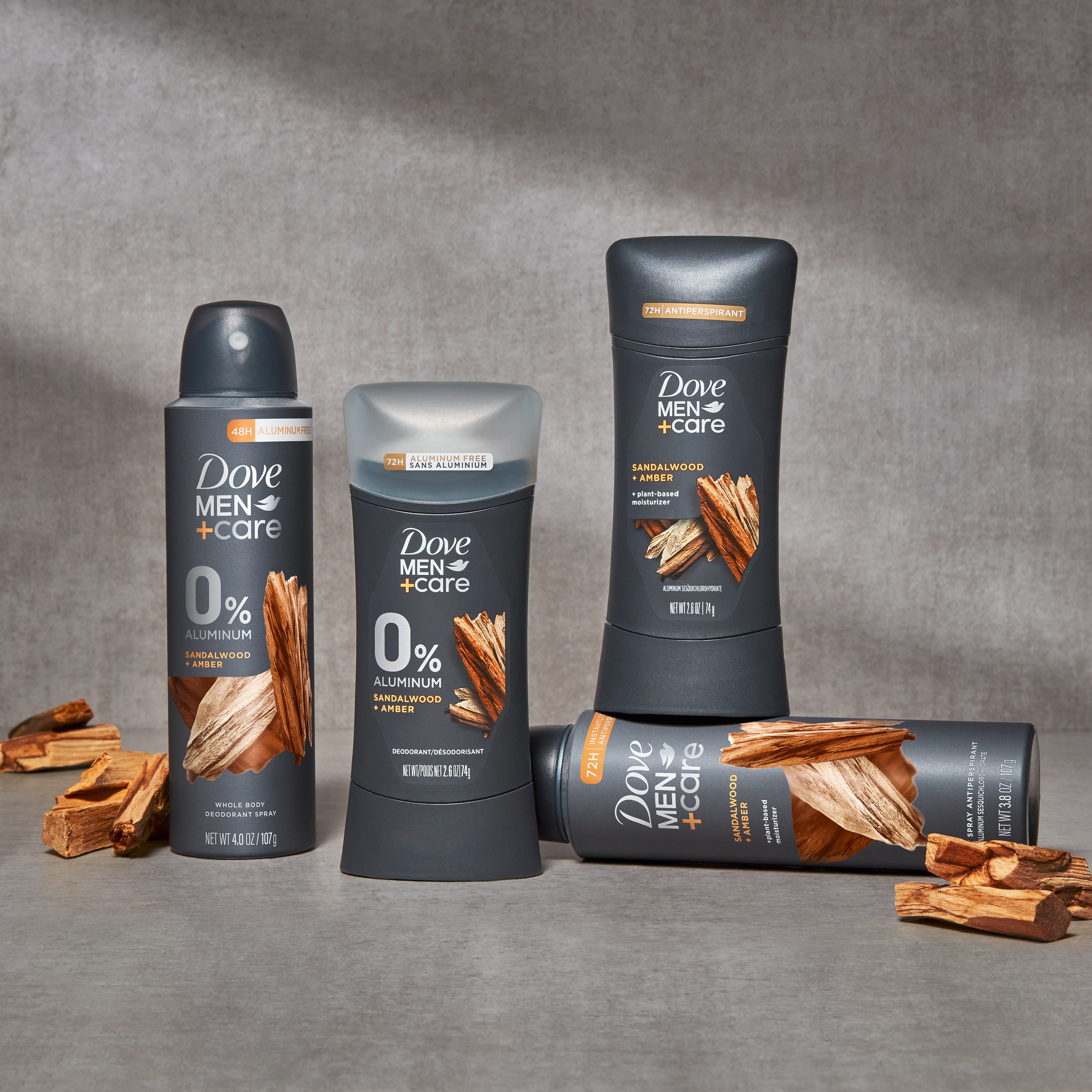 Dove Men+Care Sandalwood + Amber 0% Aluminum Deodorant Stick