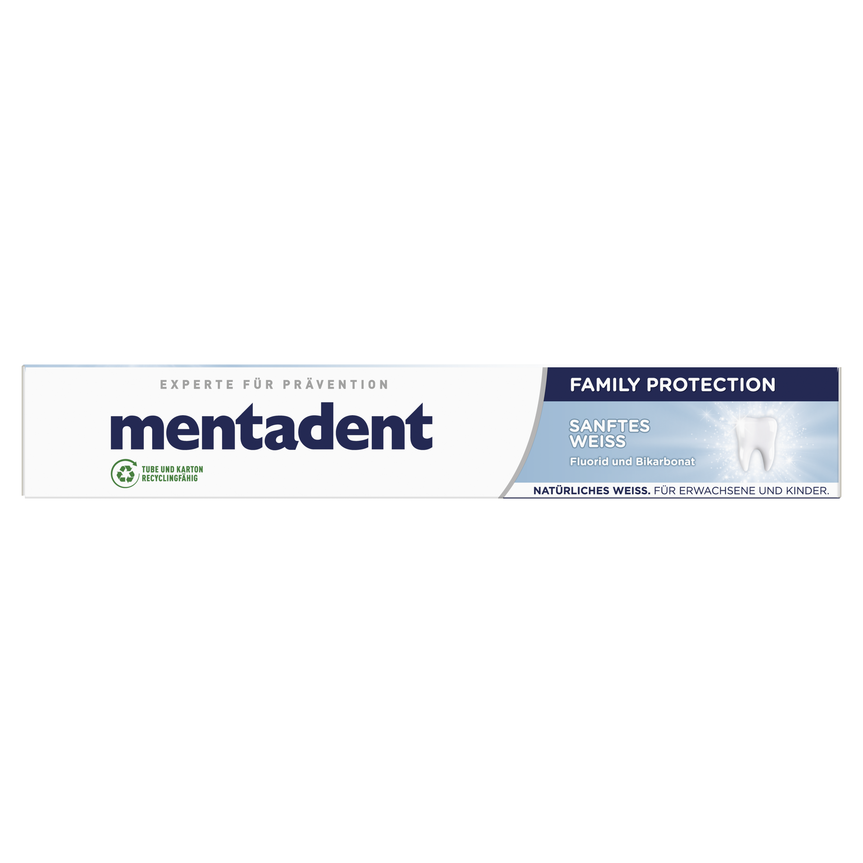 Mentadent Zahnpasta Family Protection Sanftes Weiss packshot