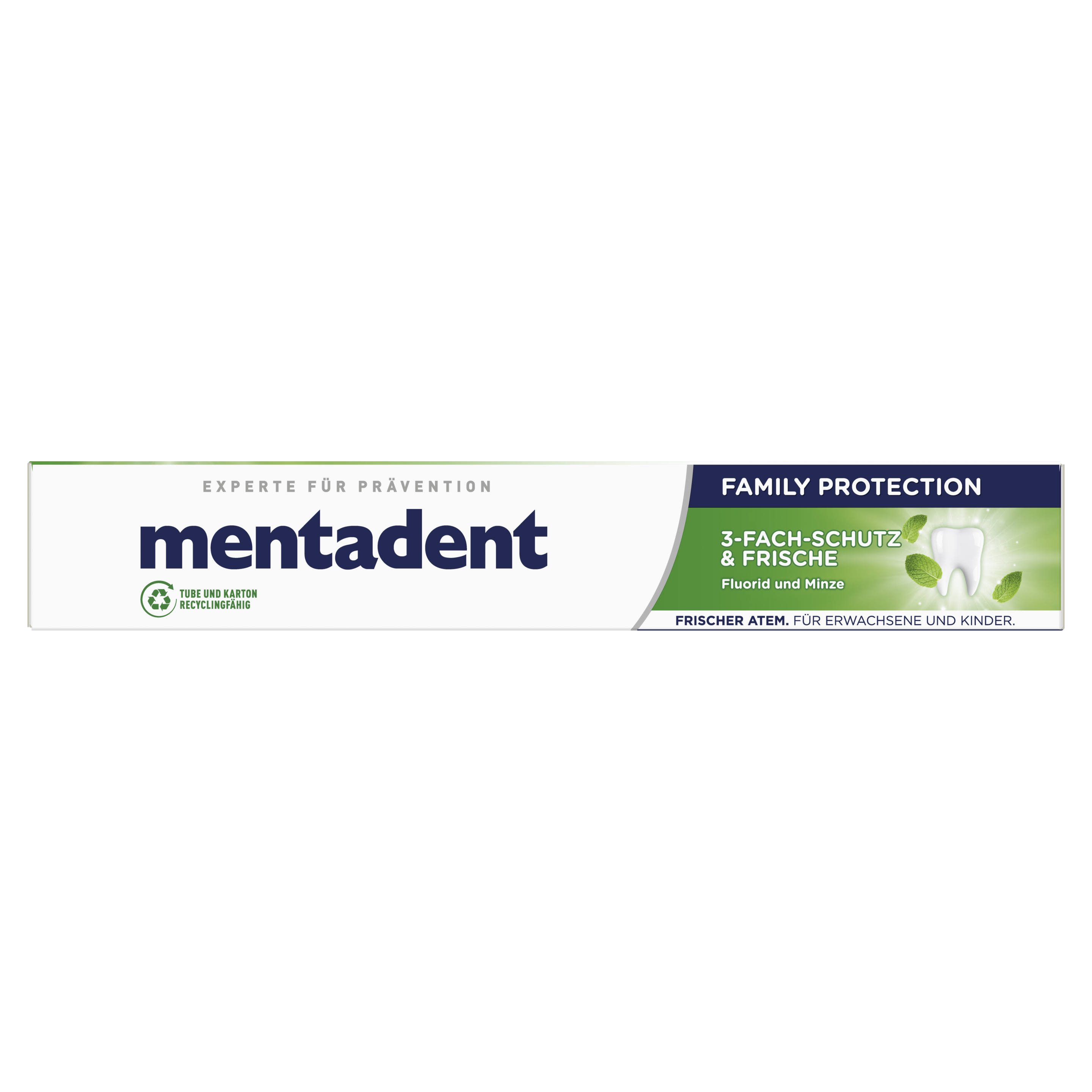 Mentadent Zahnpasta Family Protection 3-Fach Schutz & Frische packshot