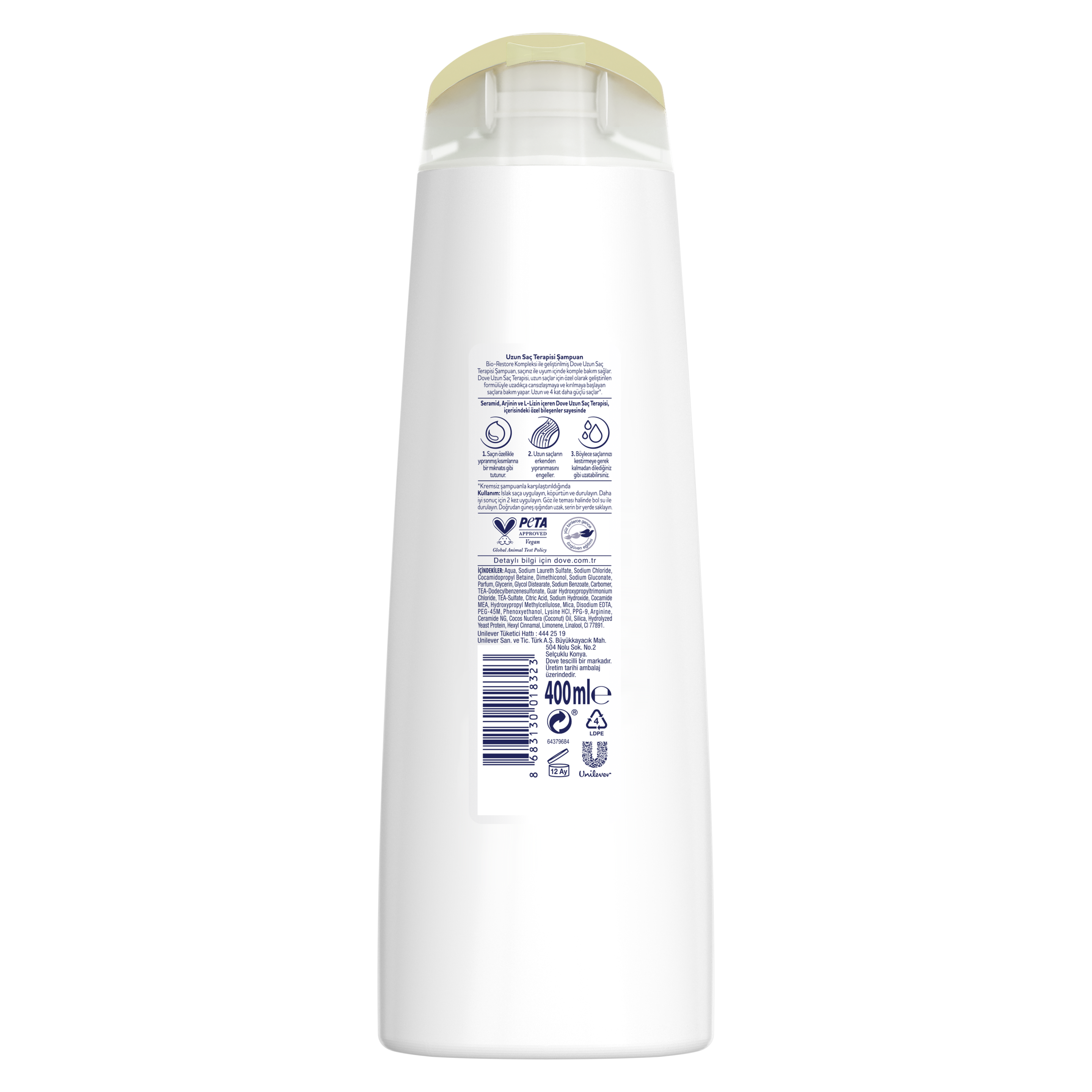 Dove  Saç Bakım Şampuanı  Uzun Saç Terapisi Uzun Yıpranmış Saçlar İçin 400 ml