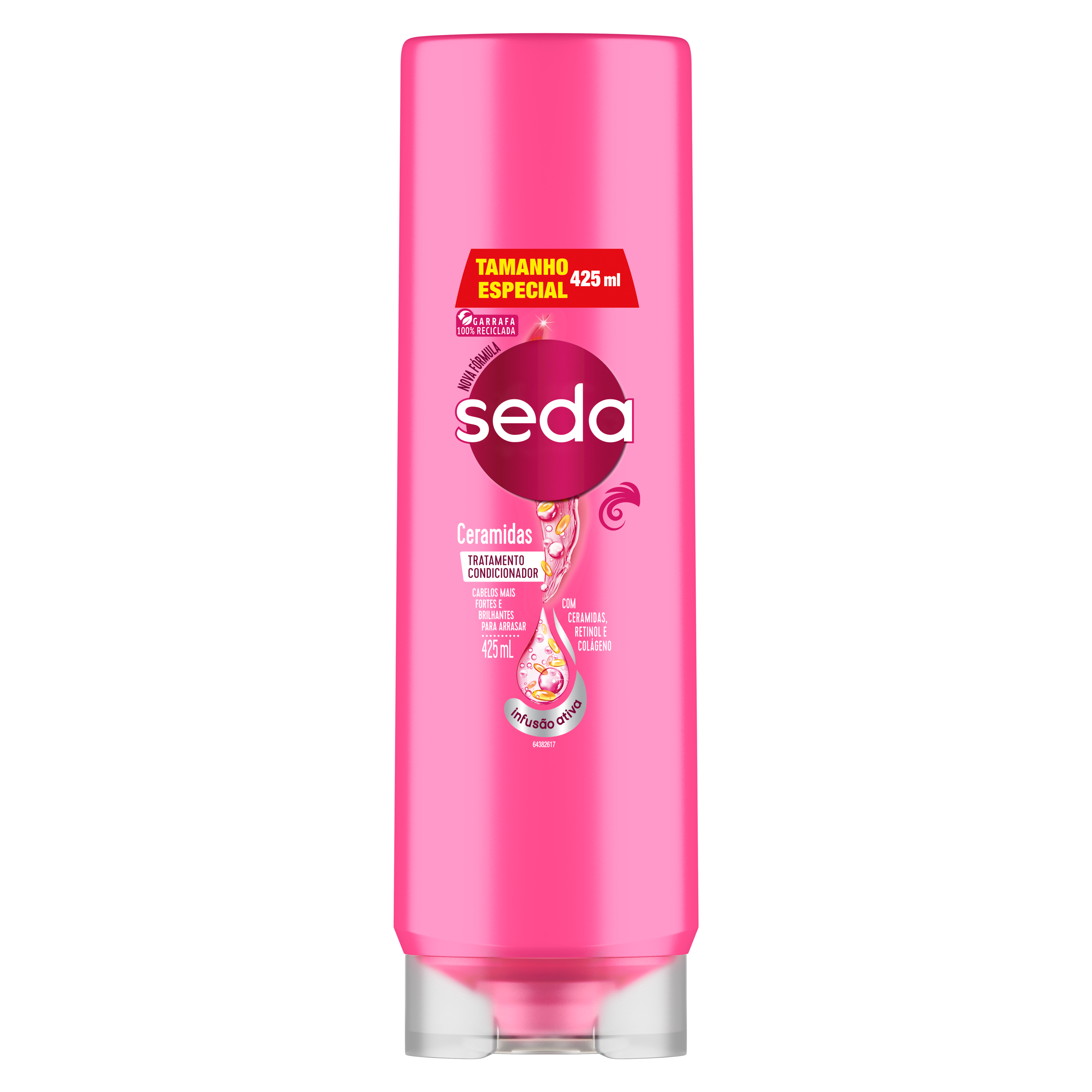 Uma imagem frontal da embalagem de Shampoo Seda Ceramidas 425ml